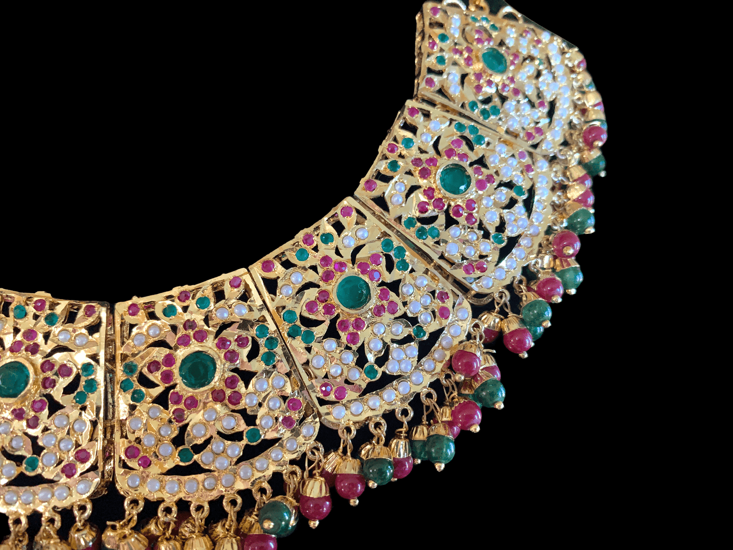 NS251 Chriselle necklace set in ruby emerald ( READY TO SHIP)