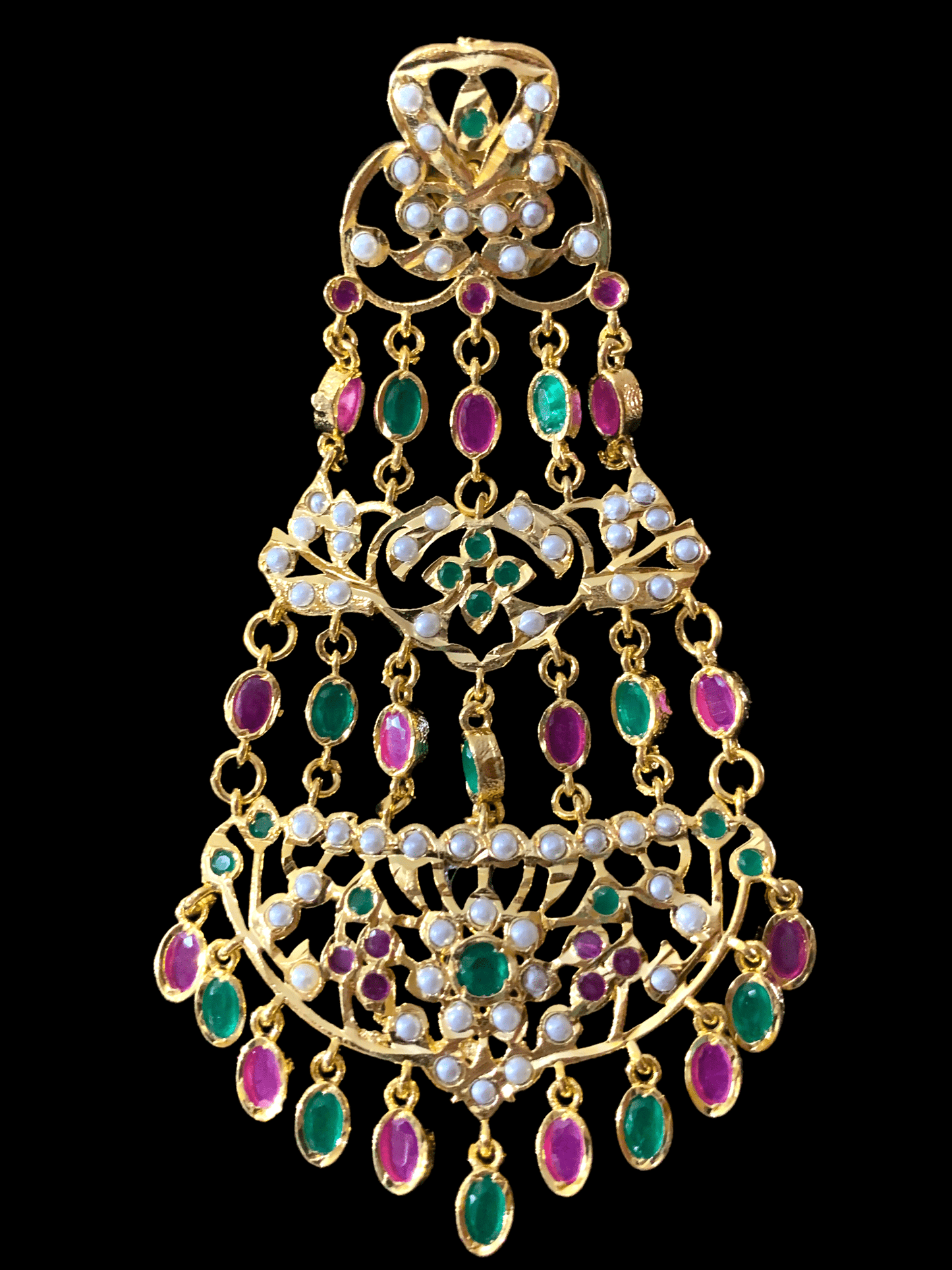DER164 Naveen jhoomar earrings ( Ruby emerald ) (SHIPS IN 4 WEEKS )