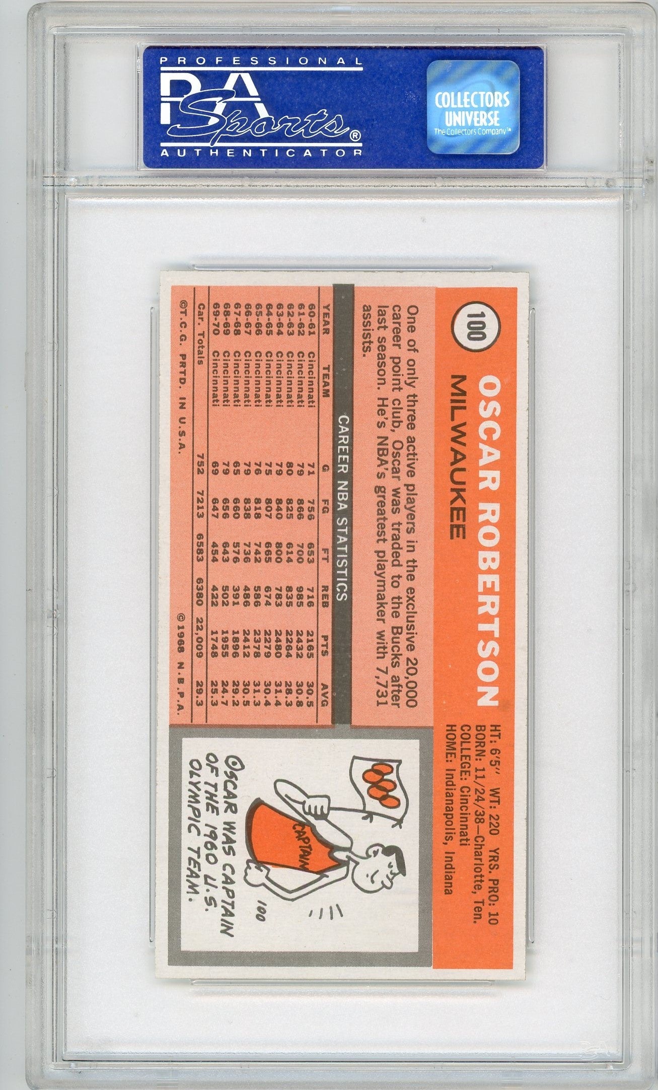 Graded 1970 Topps Oscar Robertson #100 Basketball Card PSA 7 Near Mint
