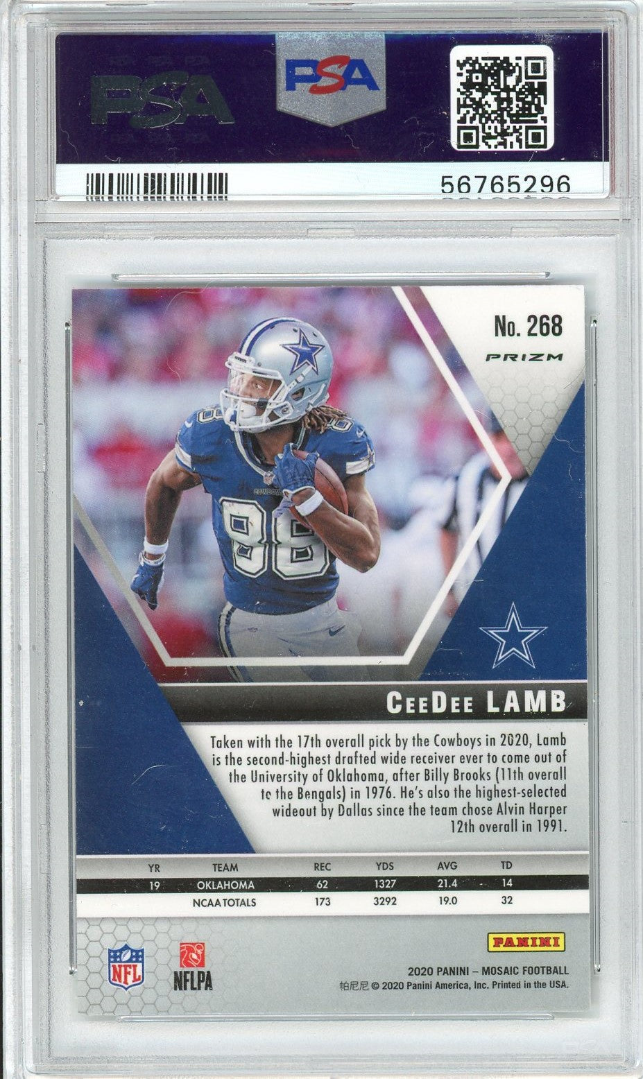 Graded 2020 Panini Mosaic CeeDee Lamb #268 Mosaic Rookie RC Football Card PSA 10 Gem Mint