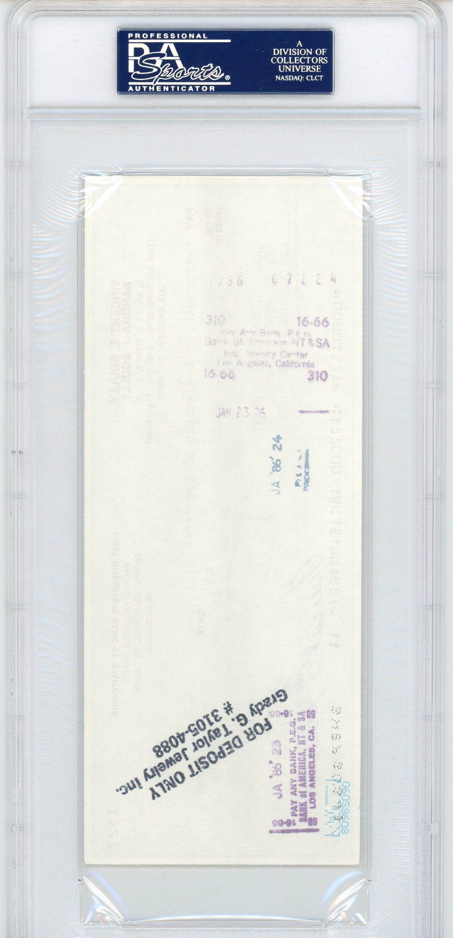 Autographed/Signed Vin Scully Los Angeles Dodgers Baseball Check Cut PSA/DNA COA