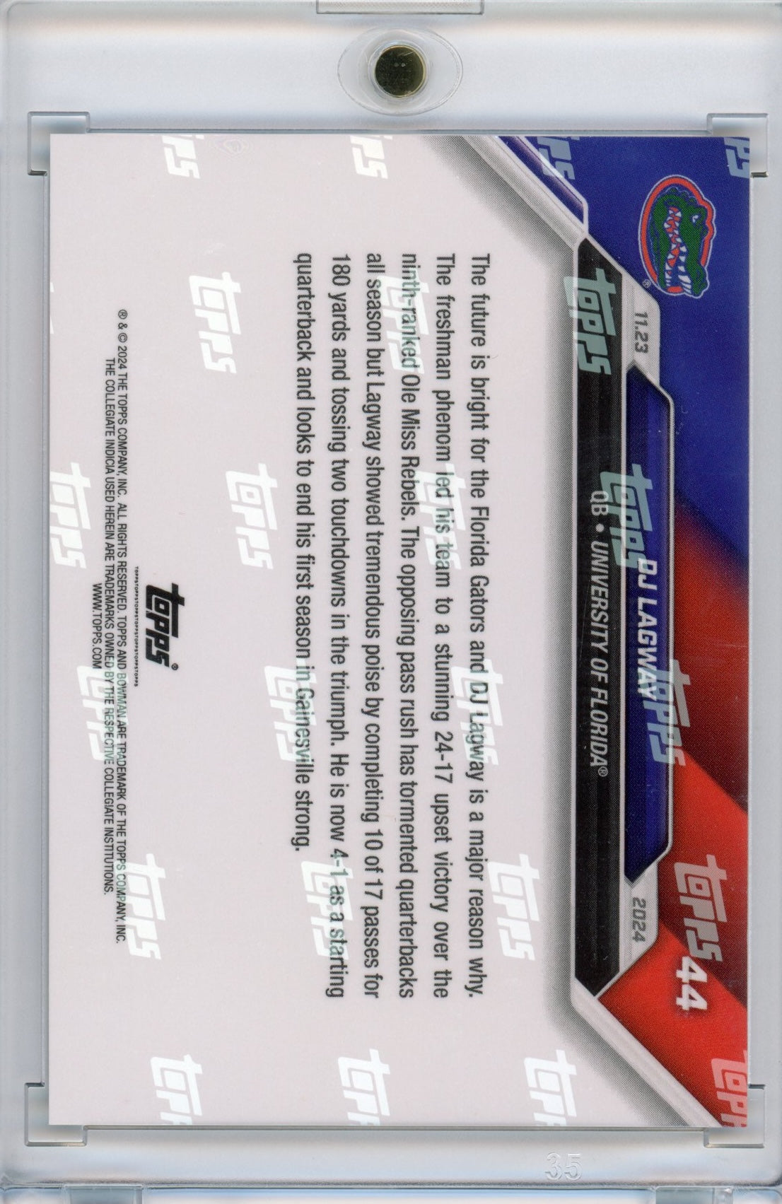 2024 Topps Bowman U Now DJ Lagway #46 Blue #/49 Florida Gators Rookie RC Football Card