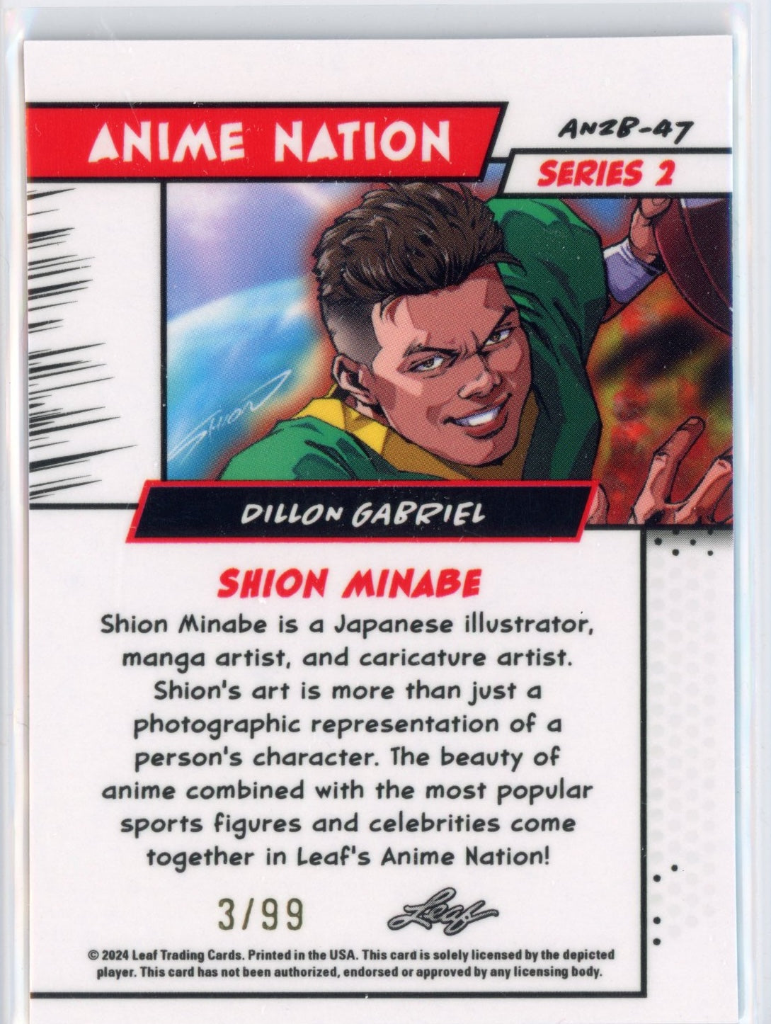 2025 Leaf Web Exclusives Anime Nation Dillion Gabriel #47 Silver /99 Rookie RC Football Card
