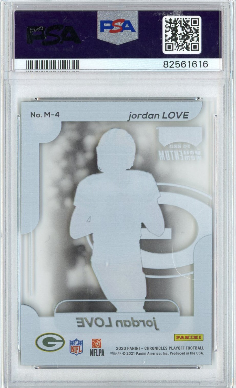 Graded 2020 Panini Chronicles Jordan Love #M4 Playoff Momentum Rookies RC Football Card PSA 10 Gem Mint