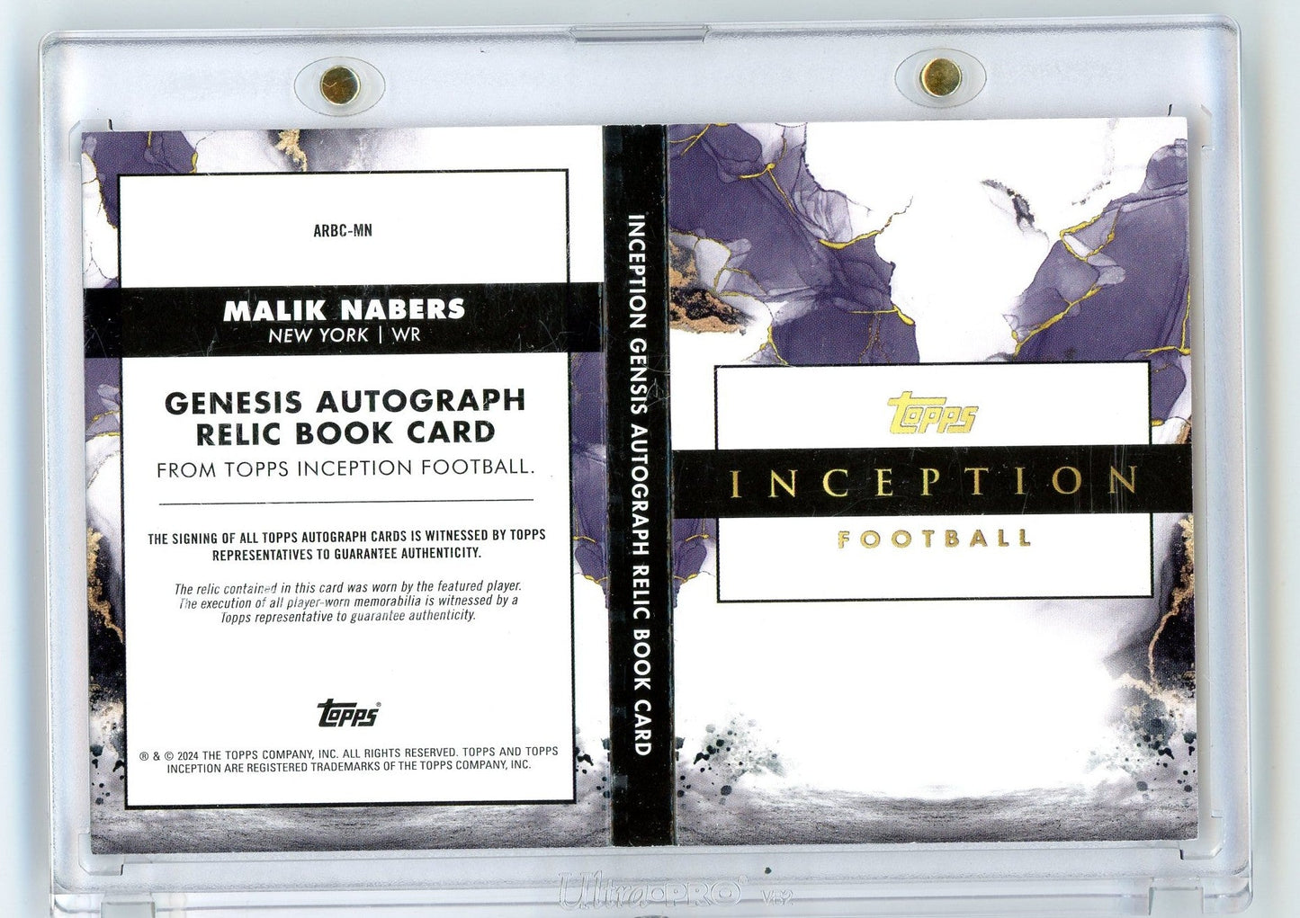 2024 Topps Inception Malik Nabers #ARBCMN Auto Book Relic Red /25 Rookie RC Football Card