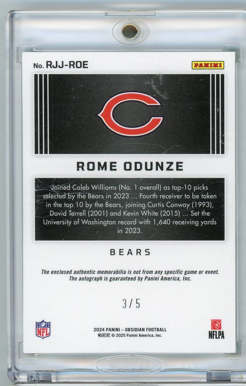 2024 Panini Obsidian Rome Odunze #RJJ-ROE RPA Auto /5 Rookie RC Football Card