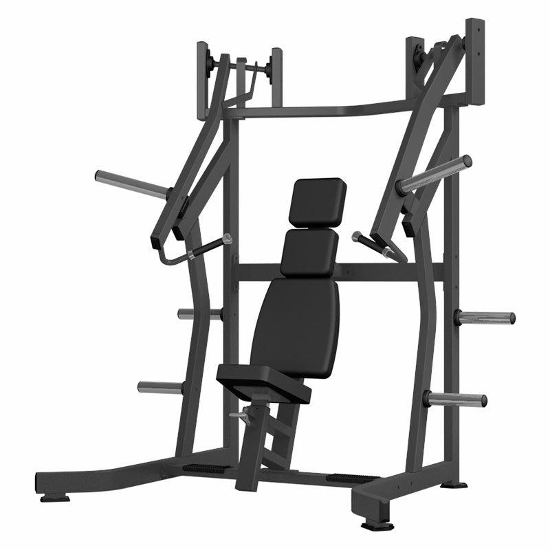 Excel Iso-Lateral Incline Press - Muscle D Fitness - Plate Load Incline Bench - Gas Shock Assisted Seat Adjustment - Weight Storage Pegs