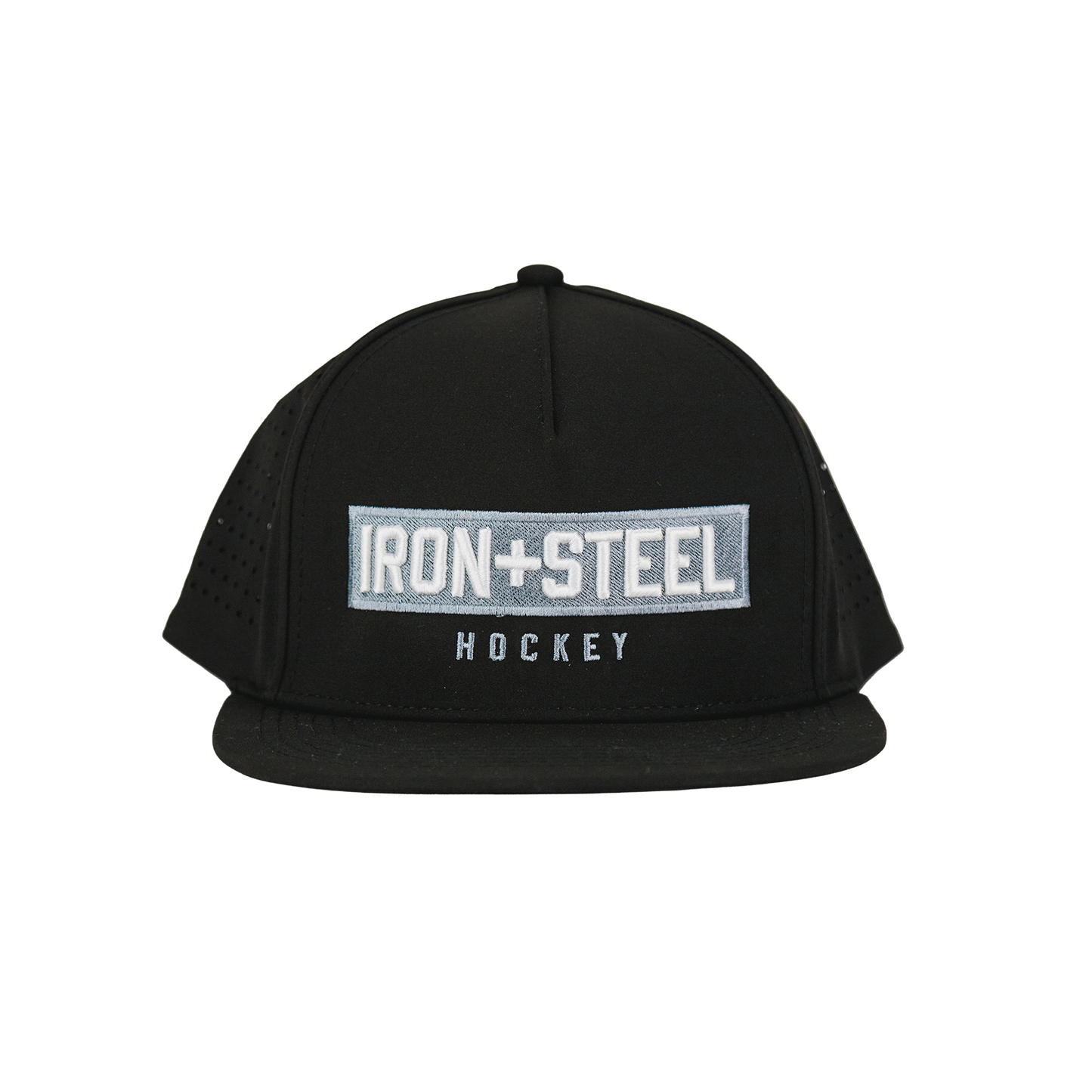 Iron+Steel Plate Snapback Hat - Black