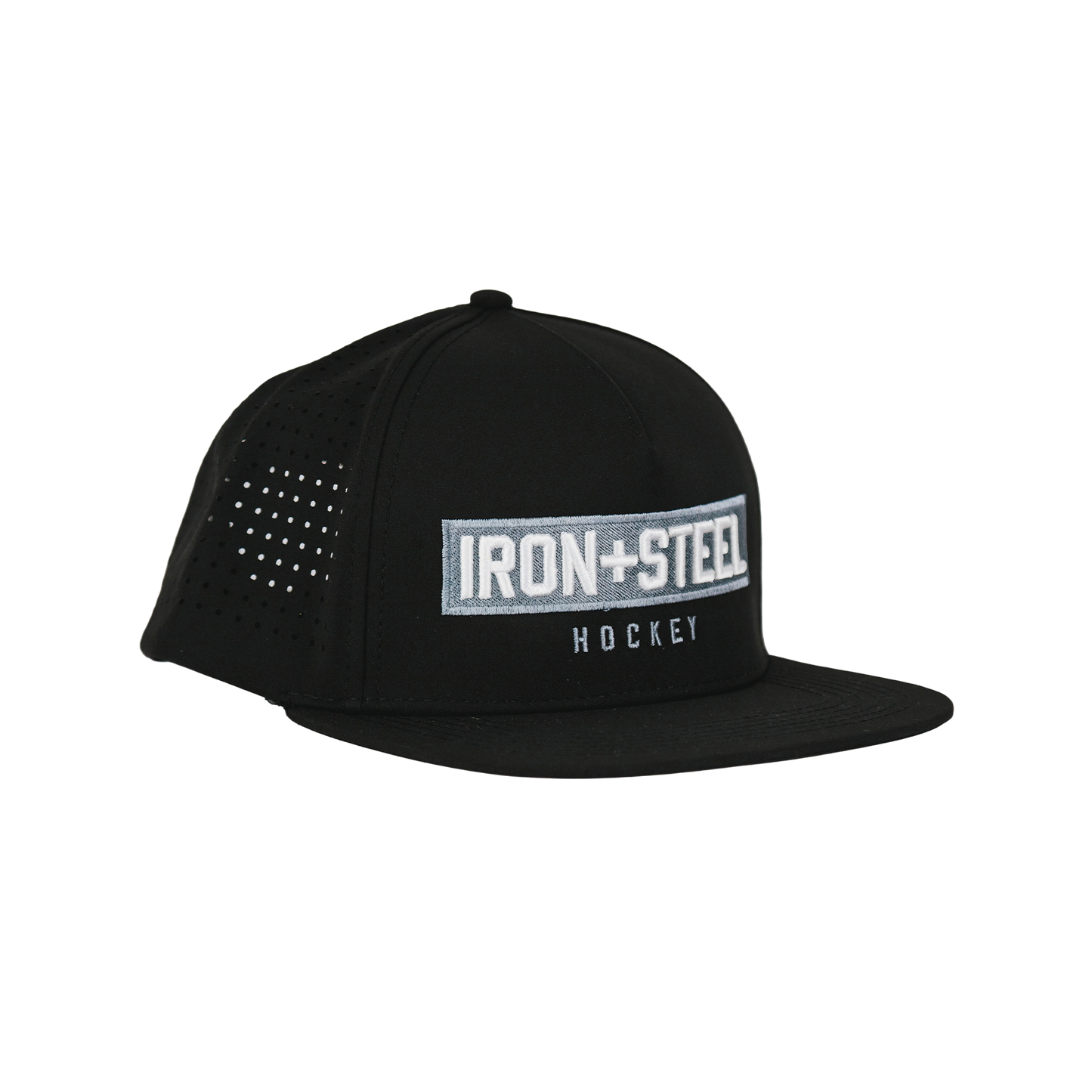 Iron+Steel Plate Snapback Hat - Black
