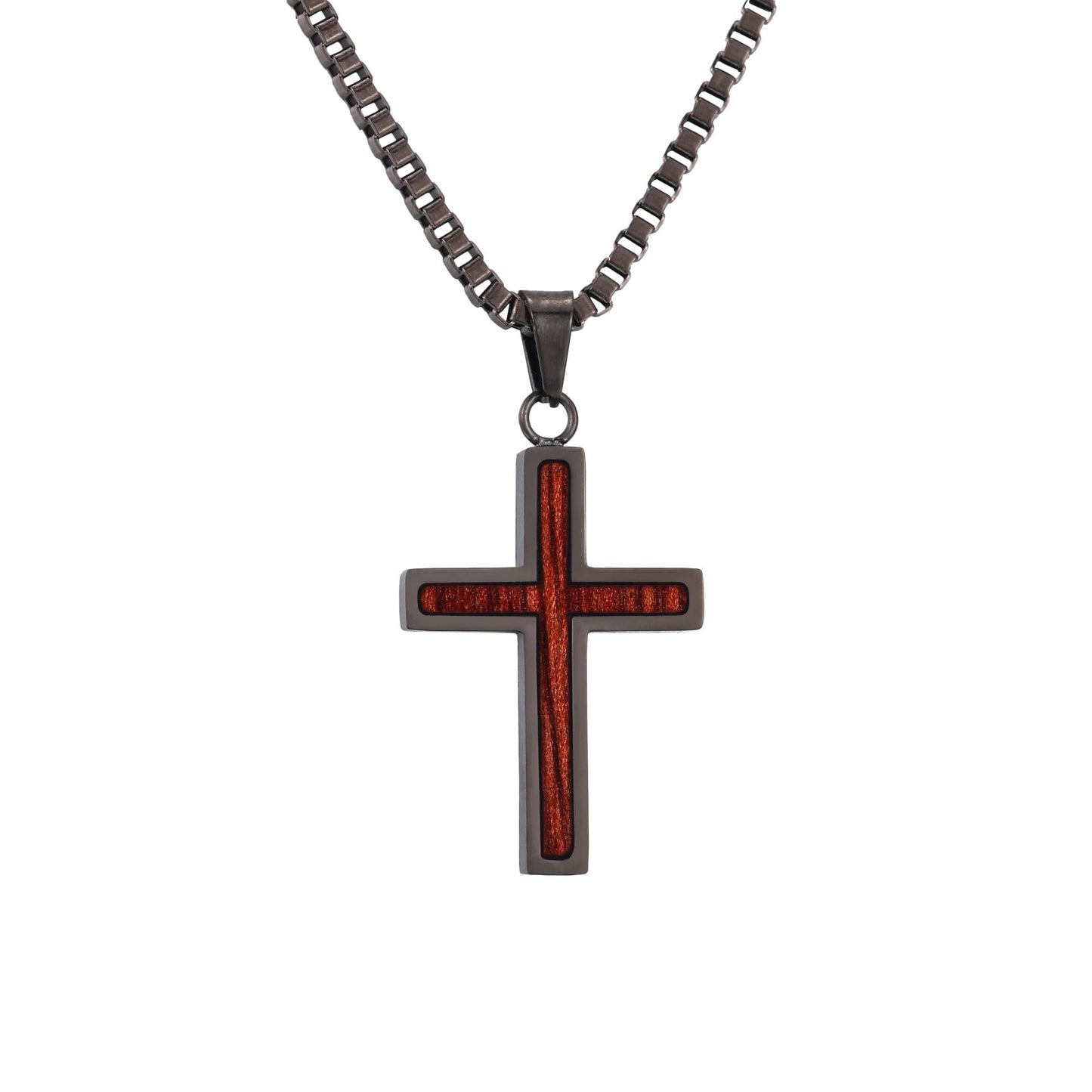 Jarrah Cross Necklace - Gunmetal