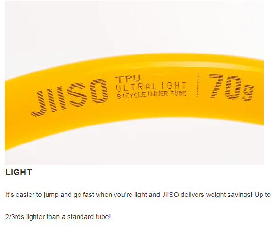 JIISO TPU Bike Inner Tube For Mountain Bike 27.5" and 29" FV45mm Presta Value MTB Tire Tubes