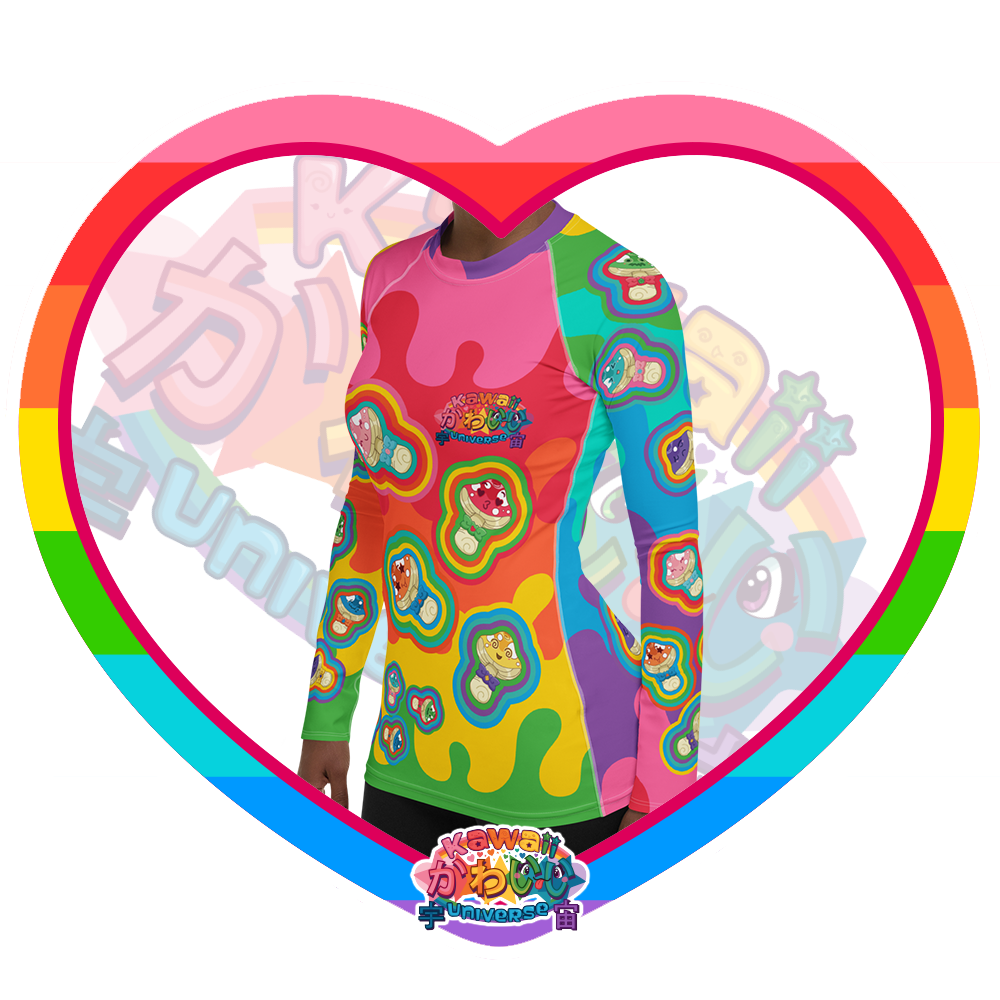 Kawaii Universe - Cute Natsu Fantasy Mushrooms Ladies Rash Guard