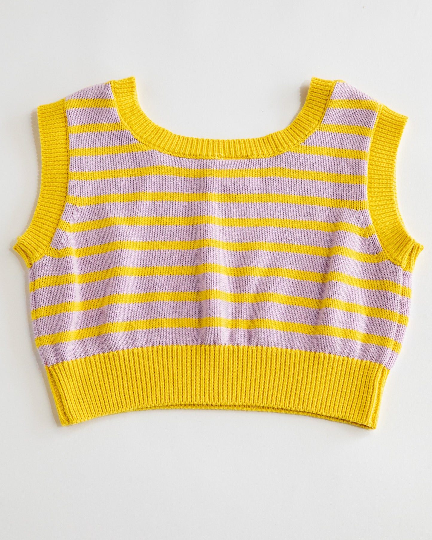 Knit Crop Top (Powder Purple/Yellow)