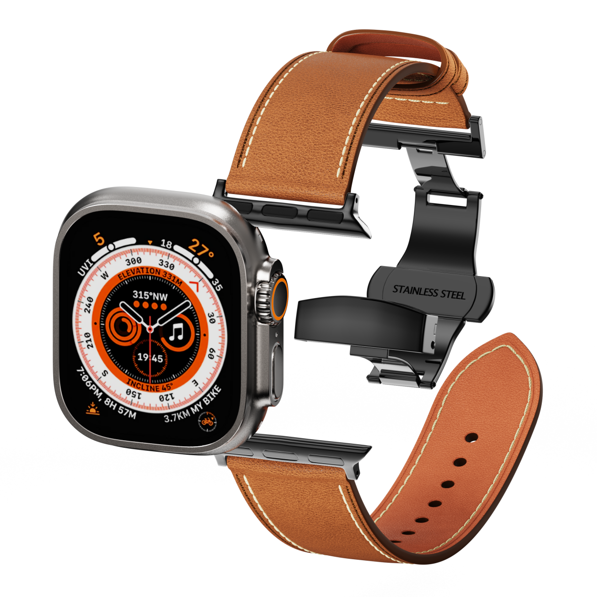 Affordable Genuine Leather Butterfly Buckle Band for Apple Watch