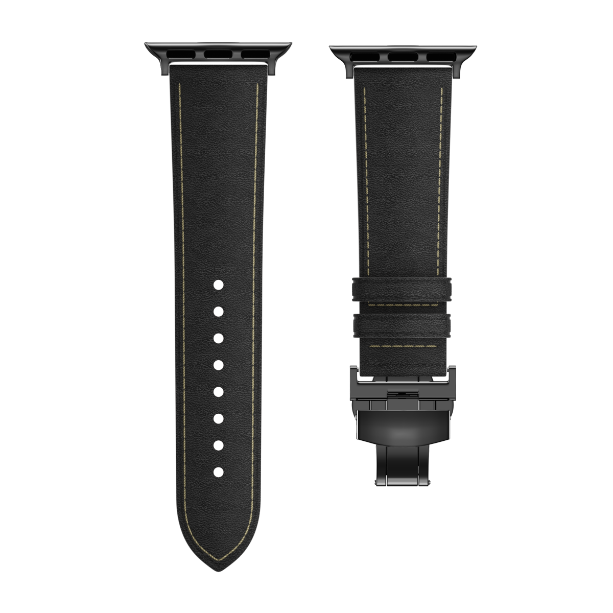 Leather Butterfly Band – Ideal Gift for Apple Watch Users – Soft Genuine Leather, Multiple Colors ⚫️ Sleek Black Buckle