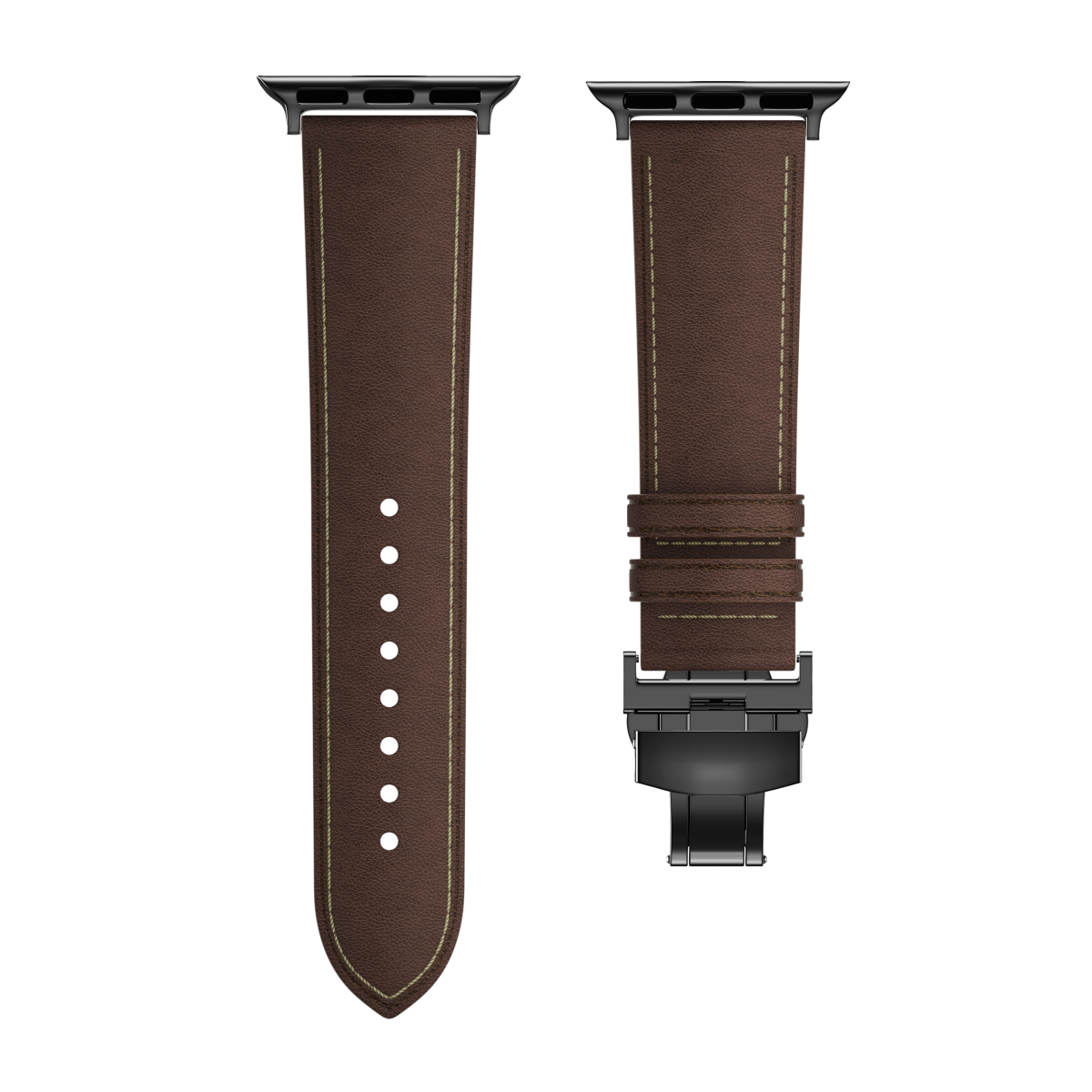 Leather Butterfly Band – Ideal Gift for Apple Watch Users – Soft Genuine Leather, Multiple Colors ⚫️ Sleek Black Buckle