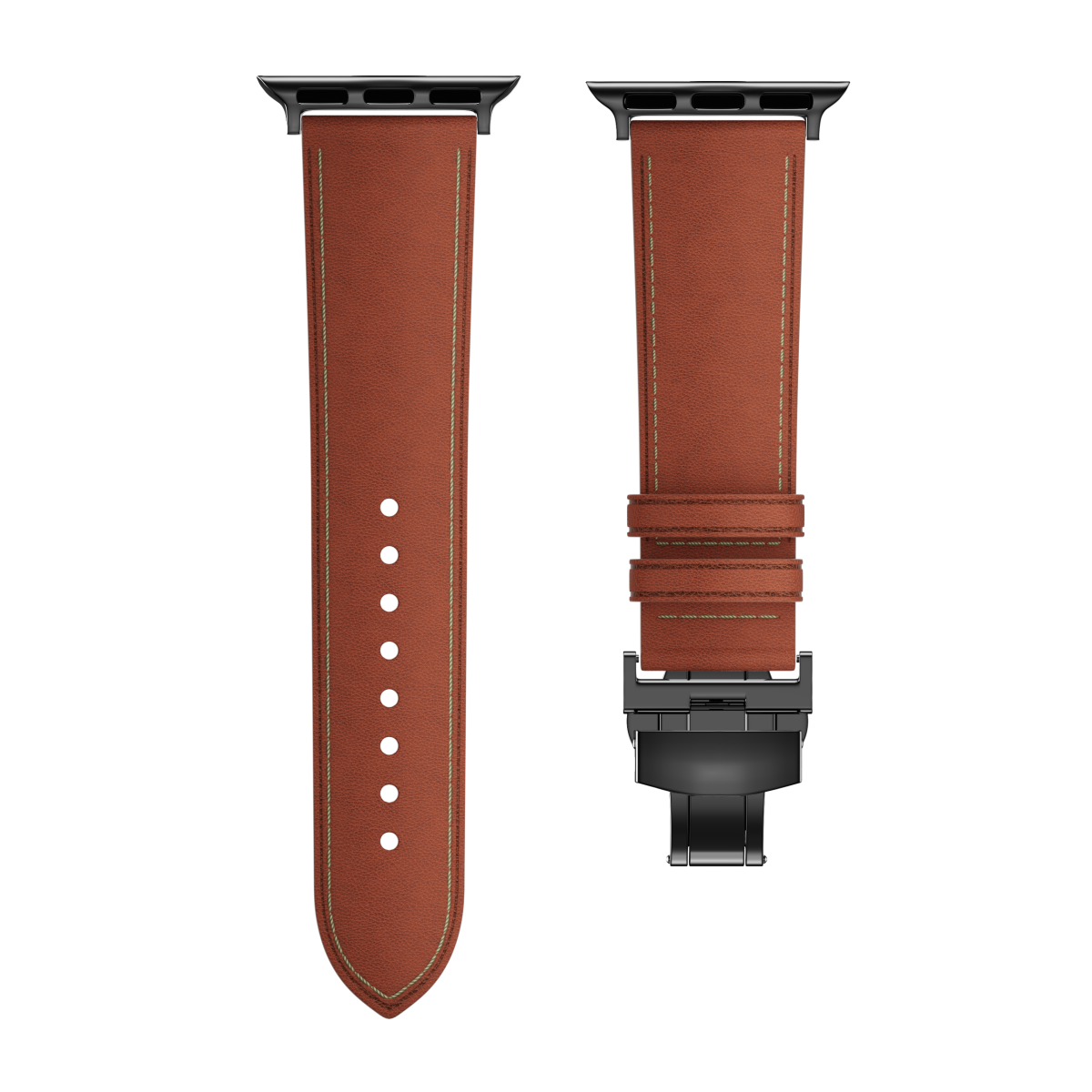 Leather Butterfly Band – Ideal Gift for Apple Watch Users – Soft Genuine Leather, Multiple Colors ⚫️ Sleek Black Buckle