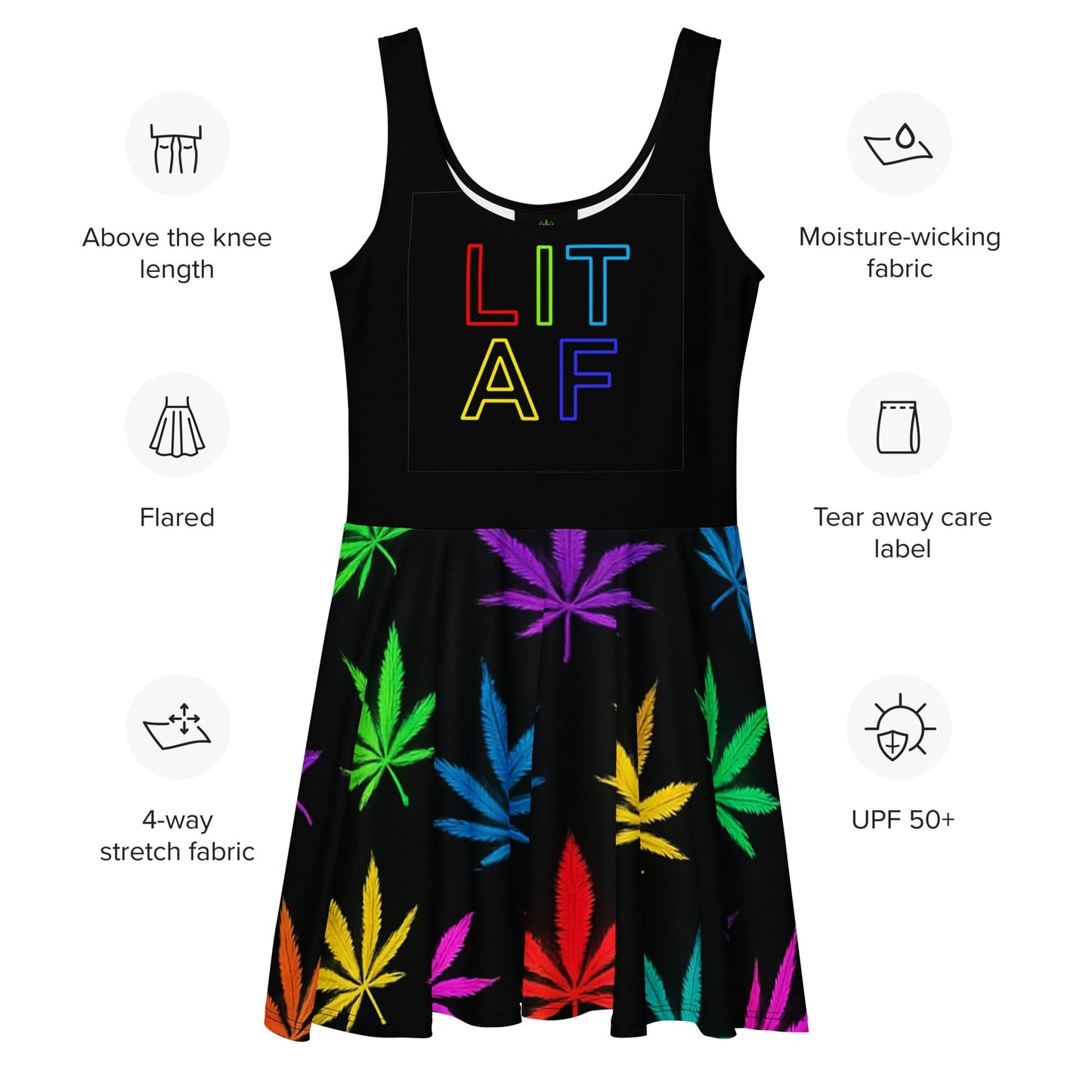 Lit Af Neon 420 Skater Dress