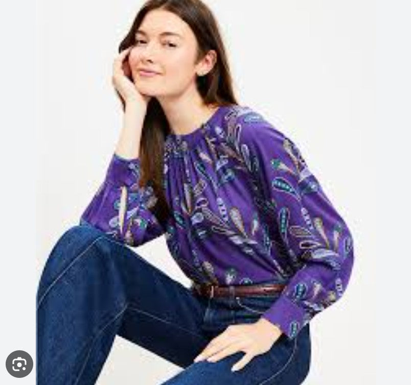 LOFT Paisley Button Raglan Blouse