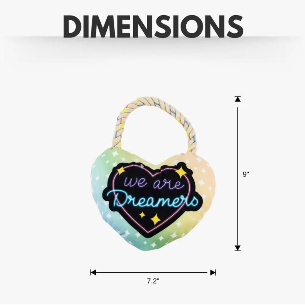 Love Heart Plush Dog Toy – with Squeaker & Crinkle Paper for Fun Play