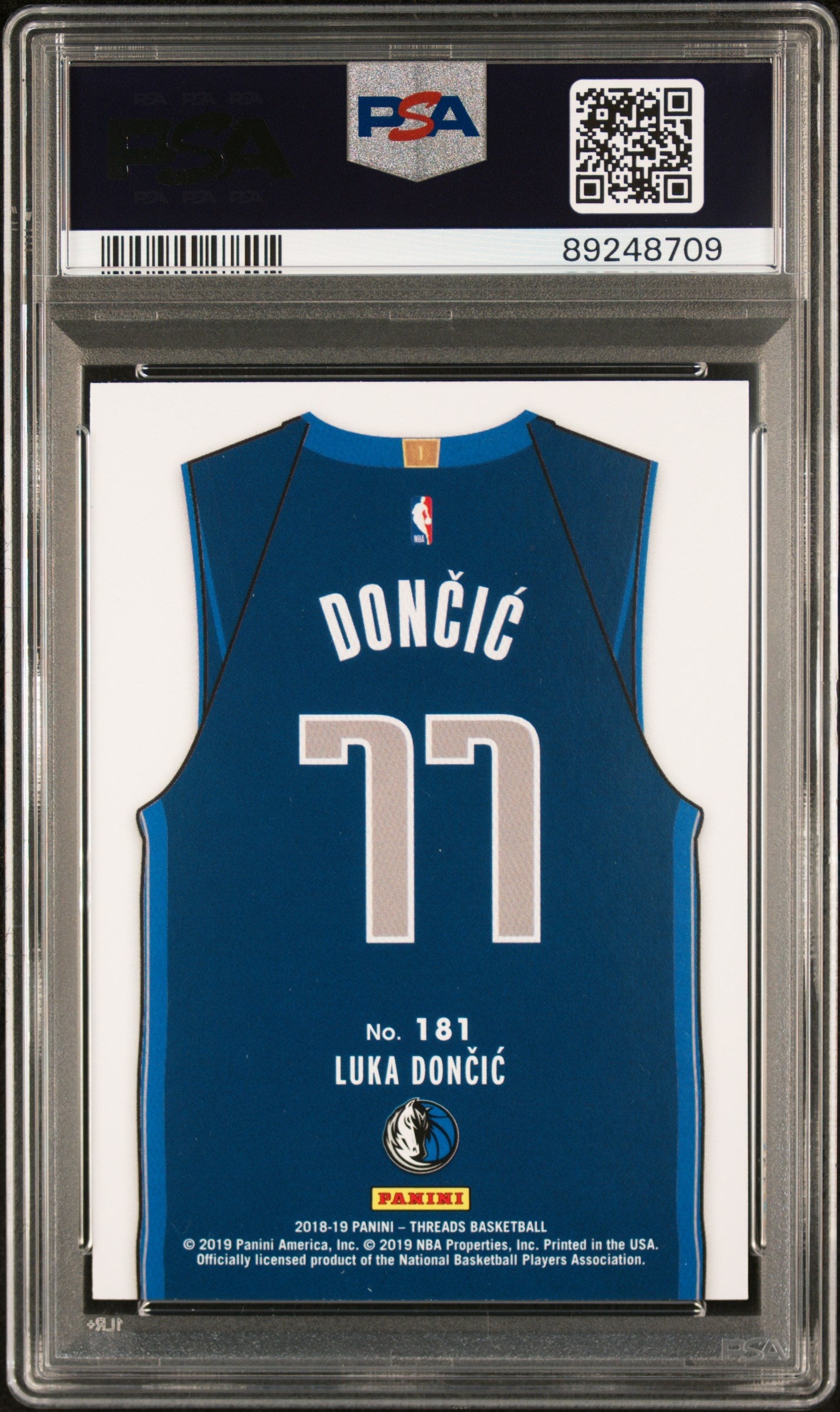 Graded 2018-19 Panini Threads Luka Doncic #181 Rookie RC Basketball Card PSA 10 Gem Mint