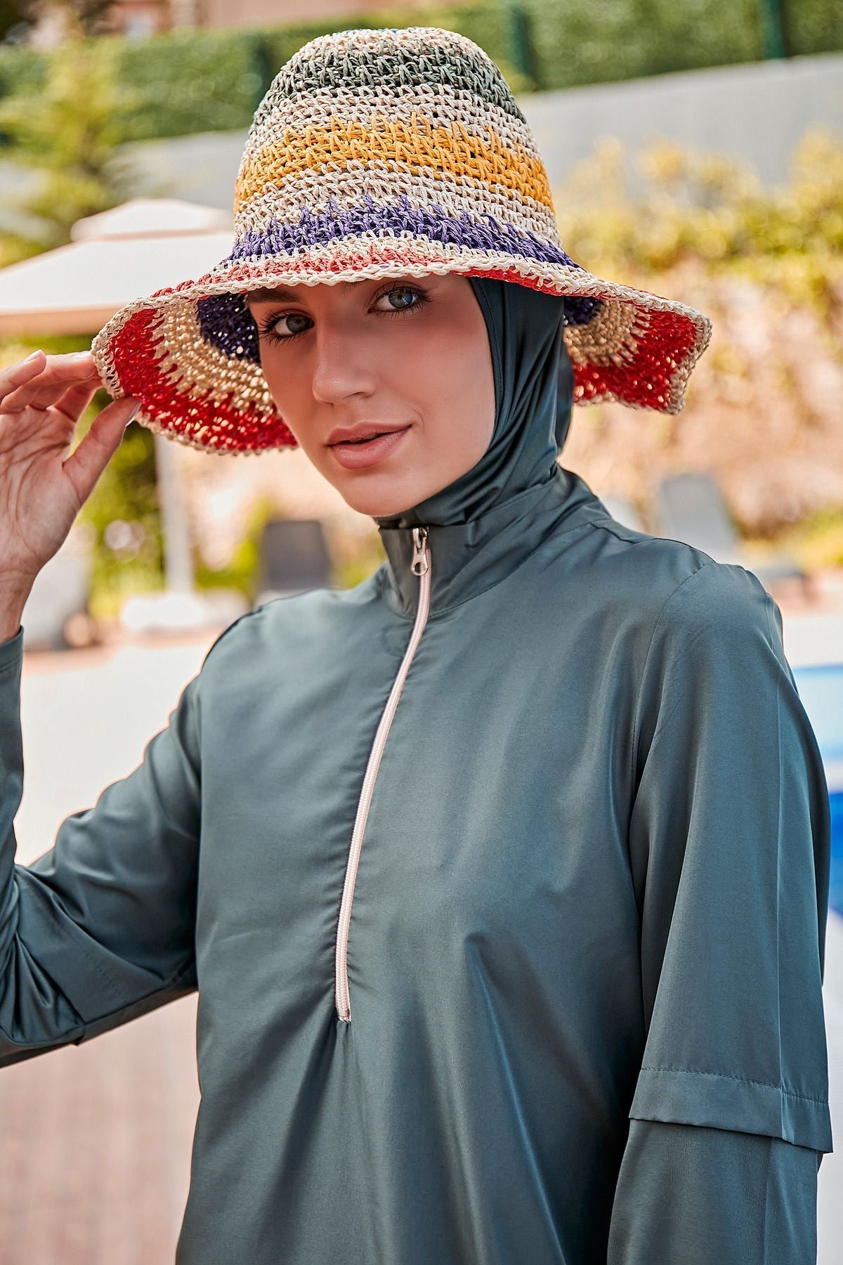 Woven Khaki Burkini Modest Swimwear M2279