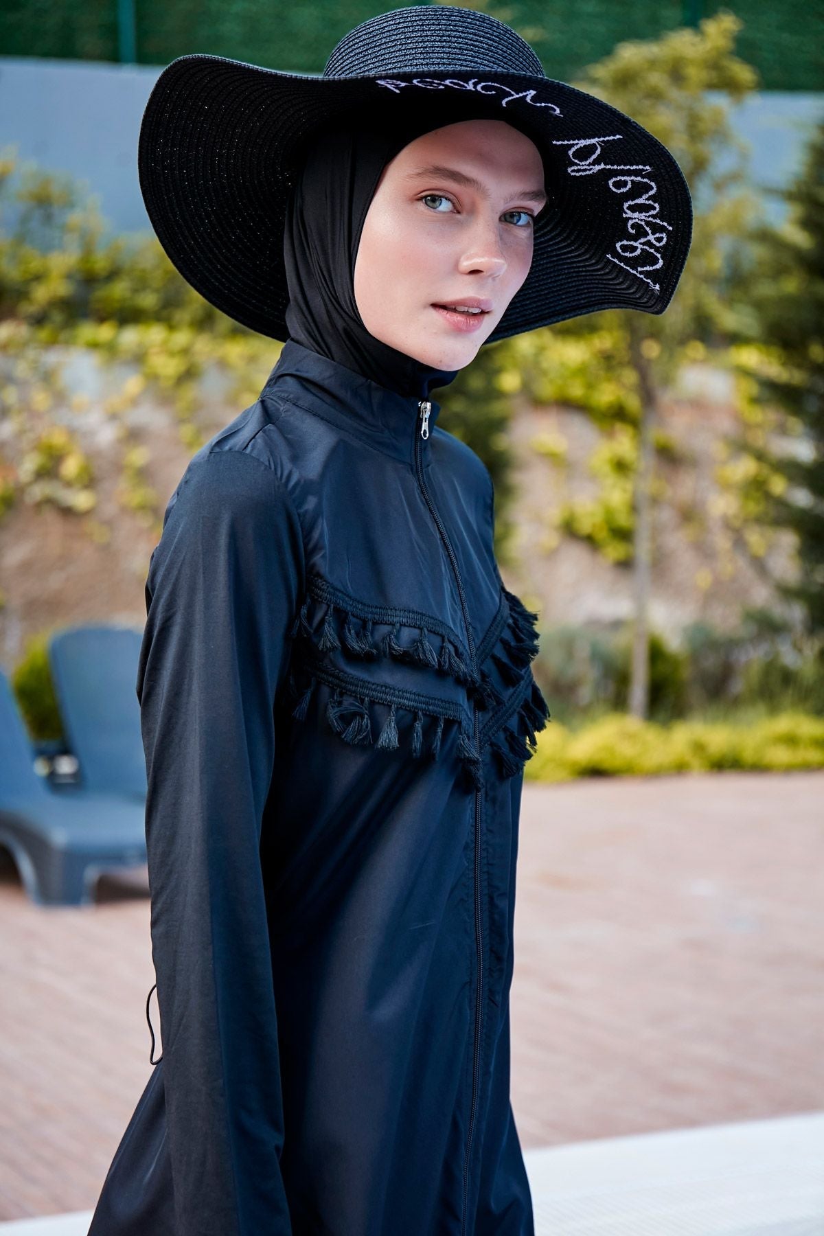 Woven Black Burkini Modest Swimwear 1998