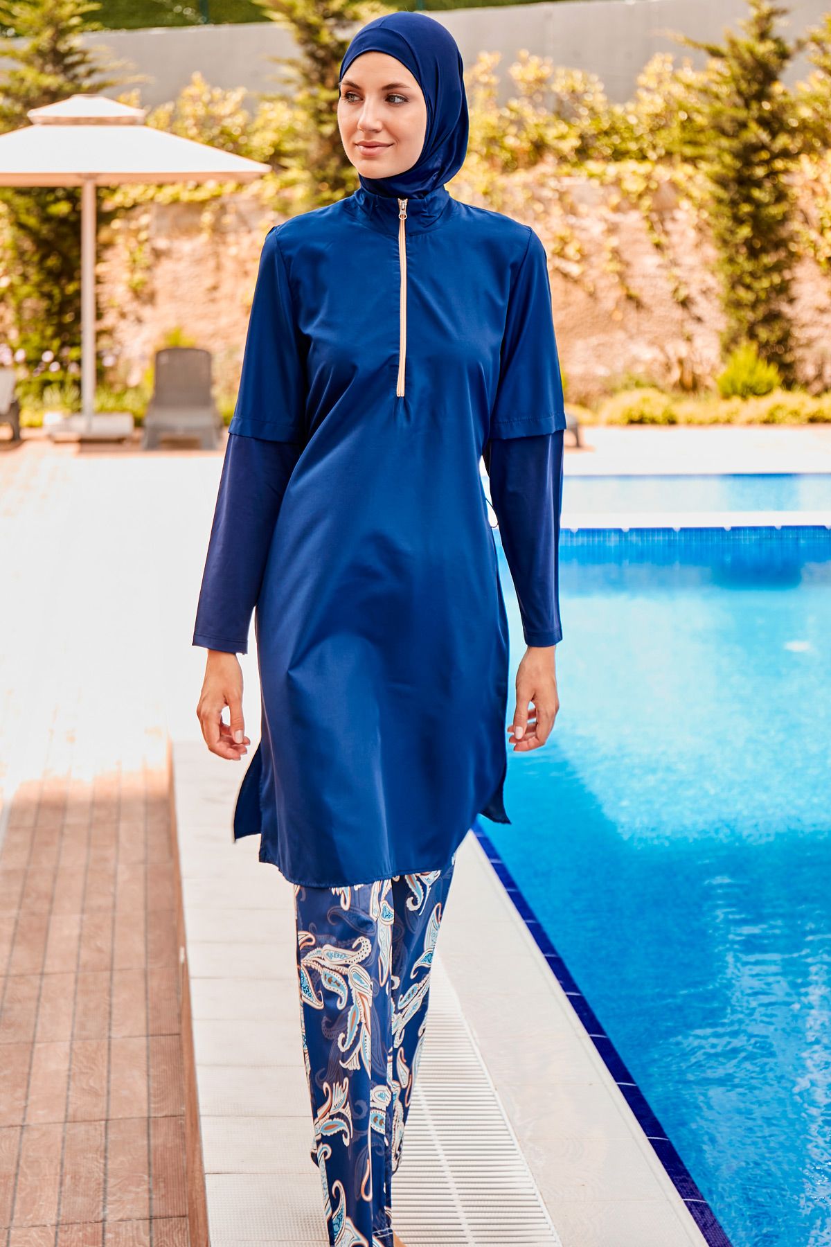 Woven Black Burkini Modest Swimwear M2260