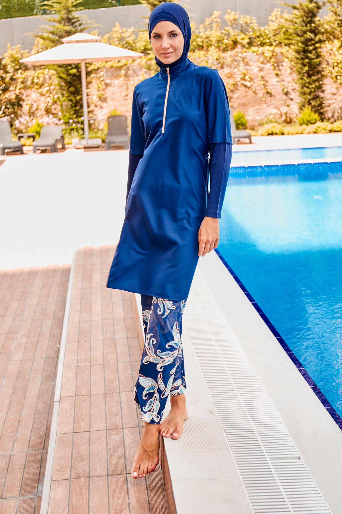 Woven Black Burkini Modest Swimwear M2260