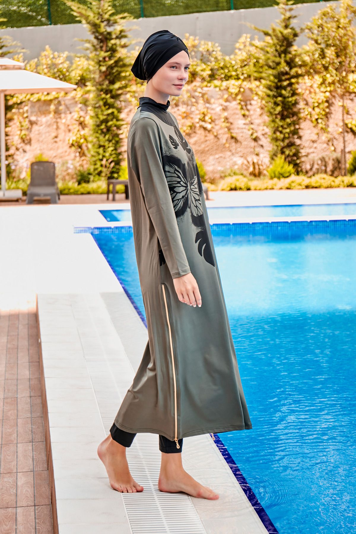 Lycra Khaki Burkini Modest Swimwear M2021