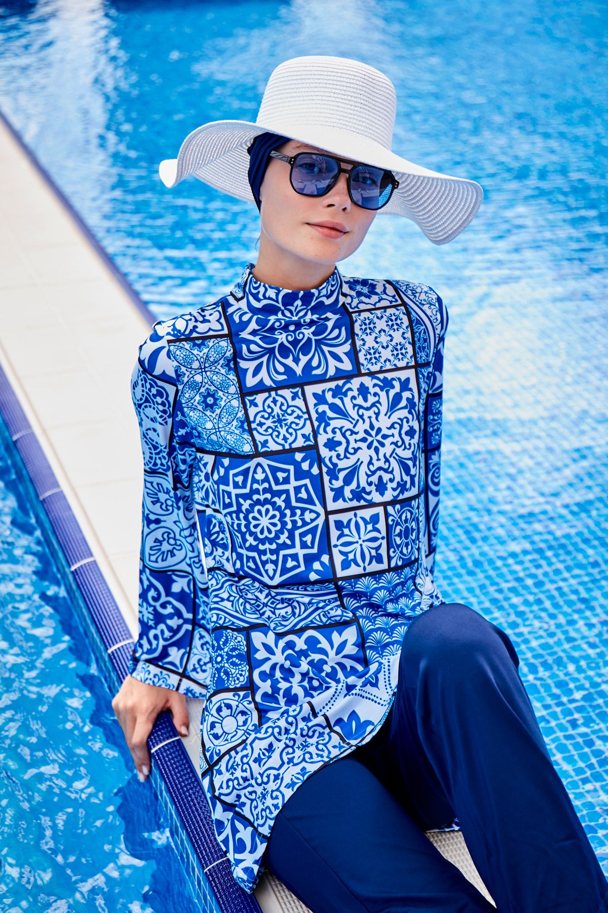 Lycra Navy Burkini Modest Swimwear 1950