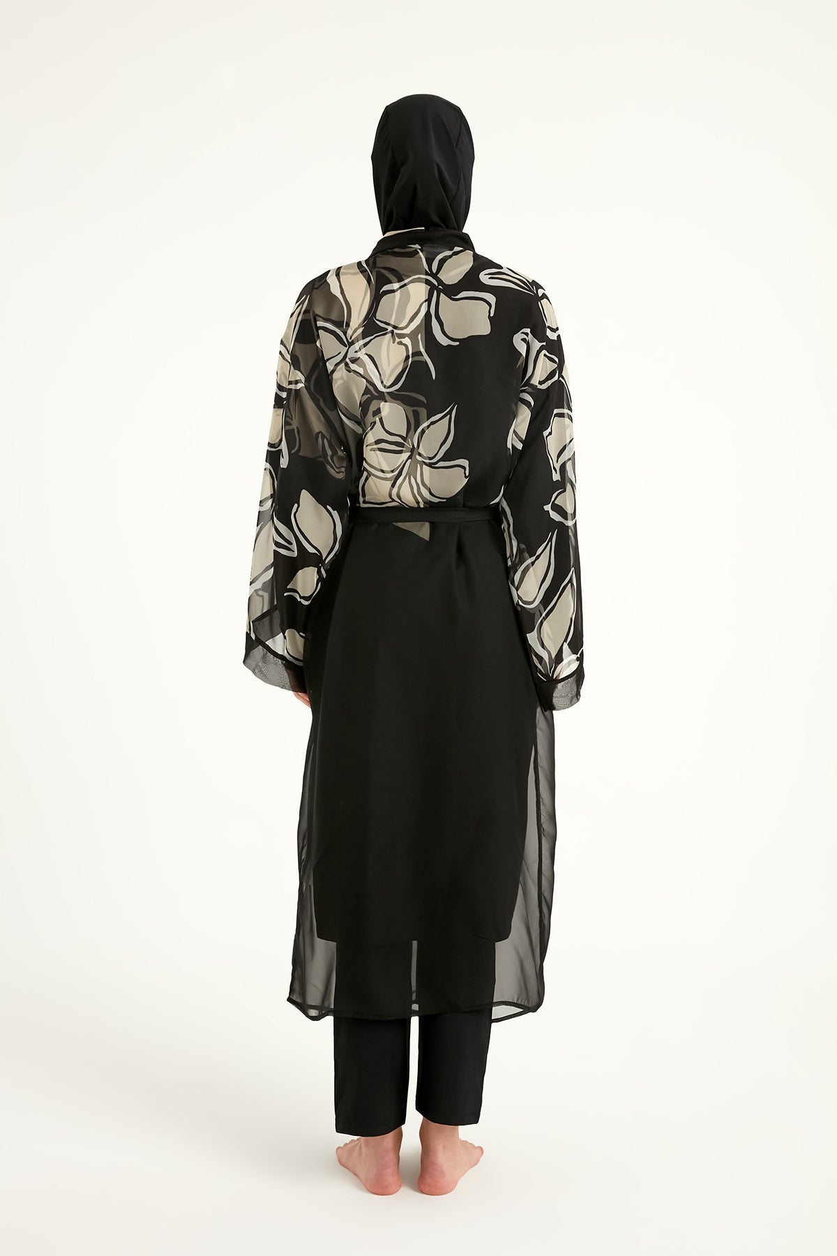 Silky Full Length Modest Kimono Lightweight Elegant Beach Cover P2509