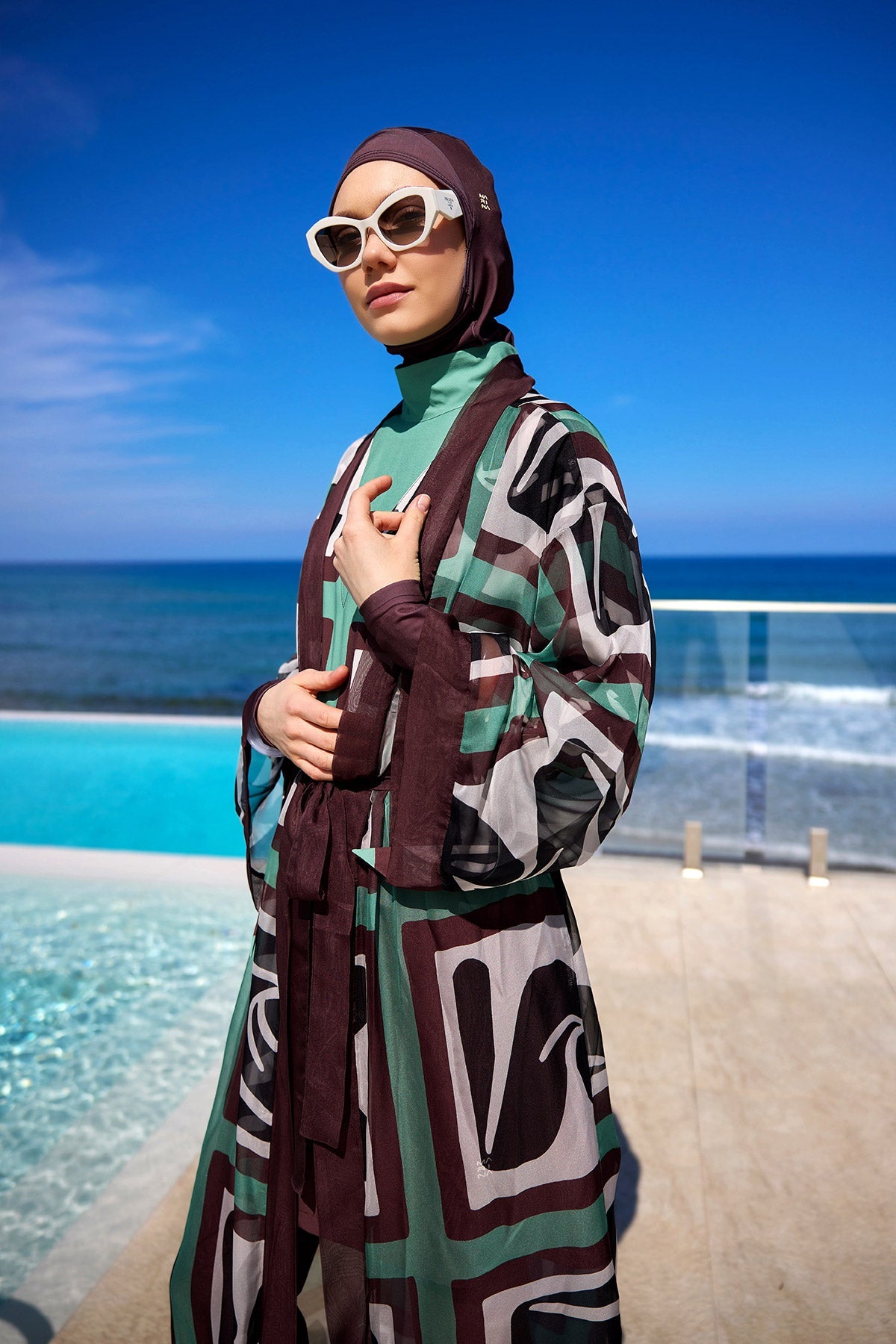 Silky Full Coverage Modest Kimono – Marina P2510 Brown