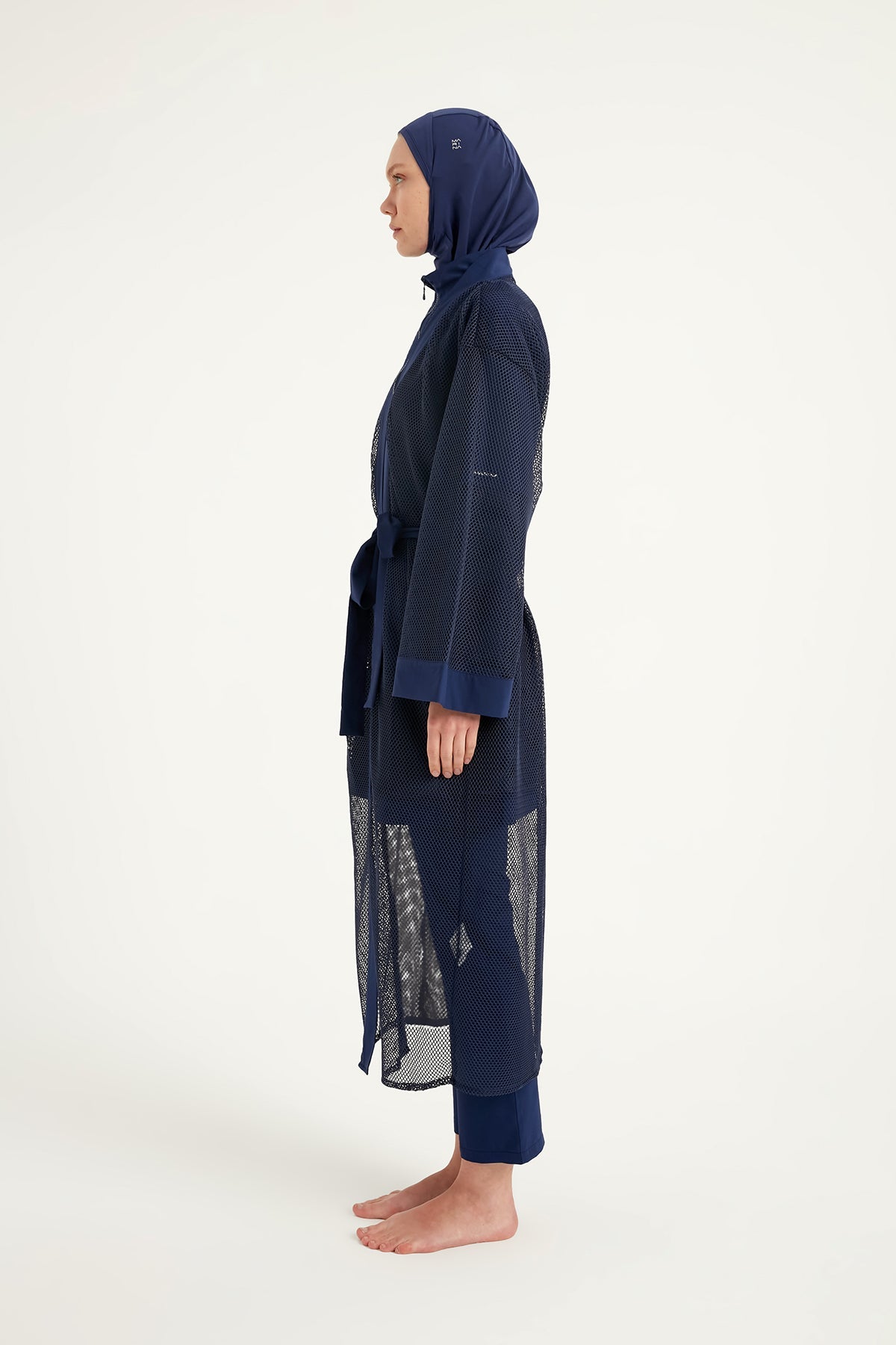 Navy Full Length Modest Mesh Kimono – Lightweight Islamic Swim Cover P2501-2
