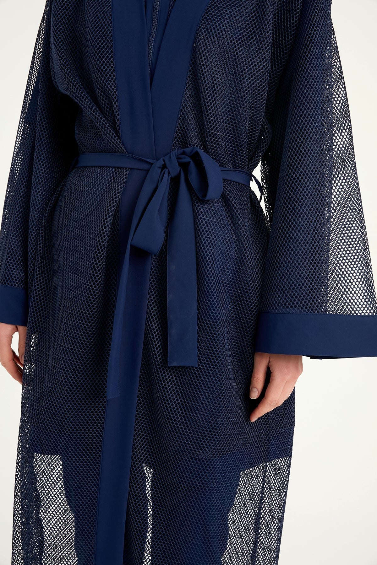 Navy Full Length Modest Mesh Kimono – Lightweight Islamic Swim Cover P2501-2