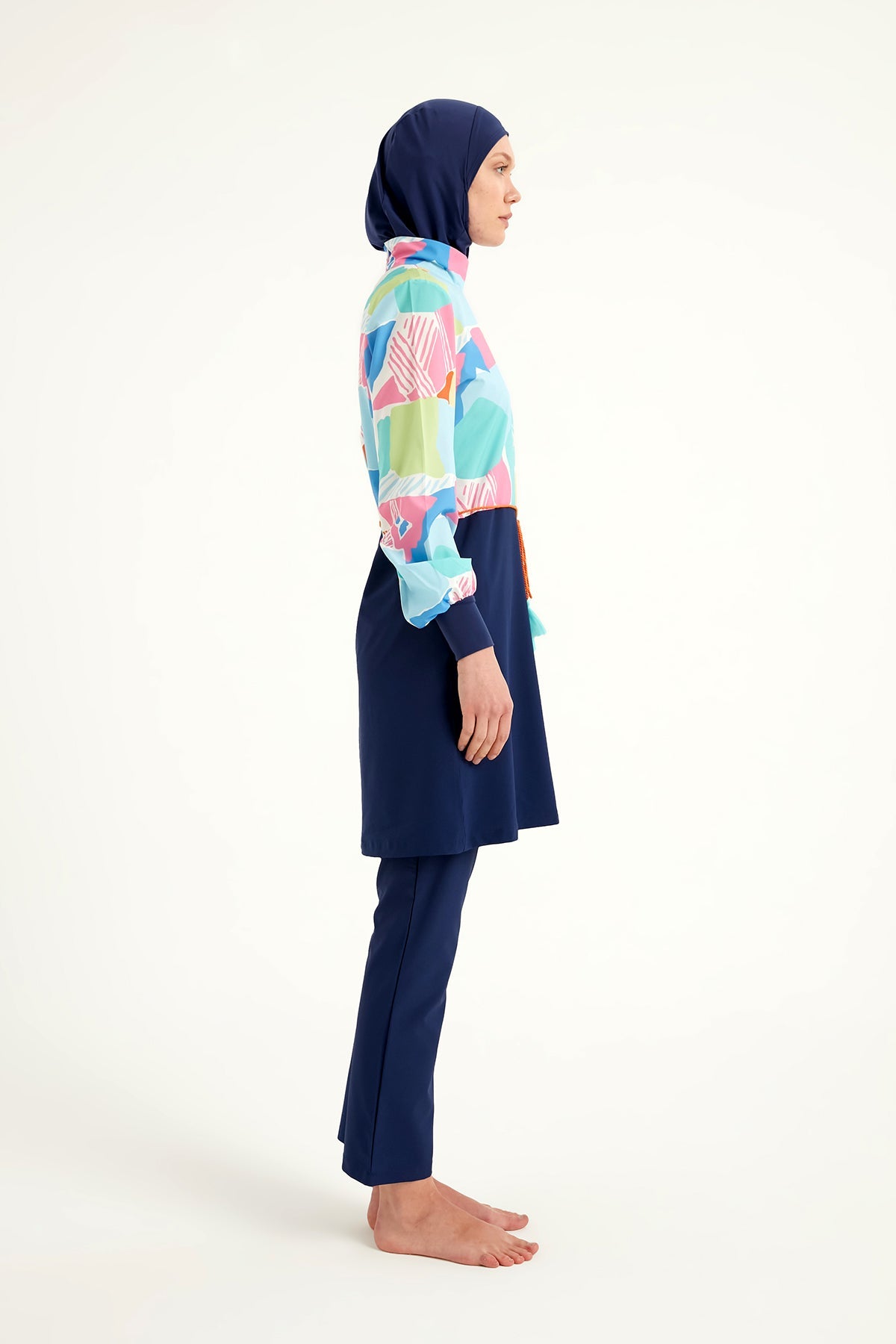Navy Blue Full Coverage Islamic Swimwear Burkini Set M2511