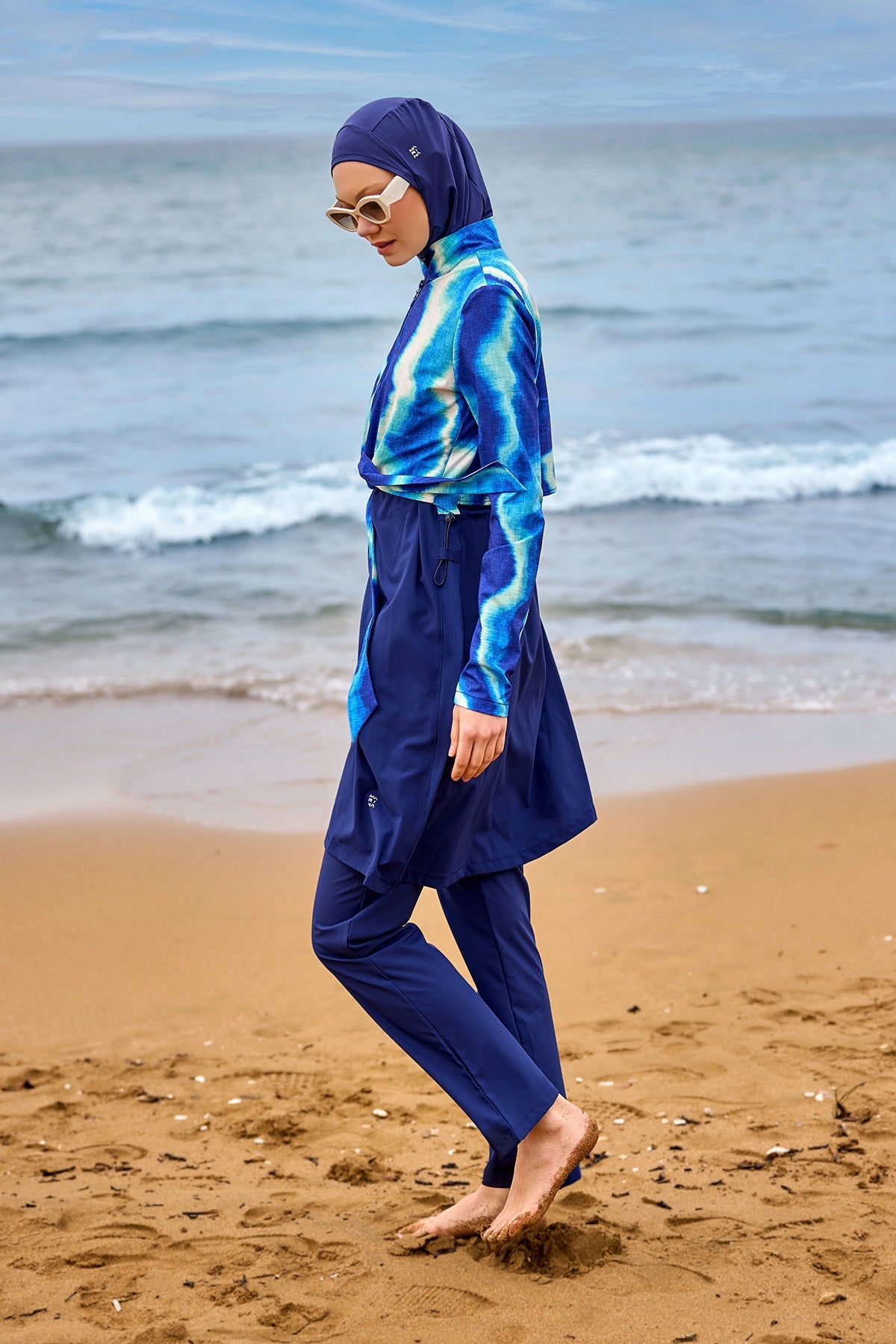 Navy Full Coverage Modest Swimwear Burkini Set M2530-2