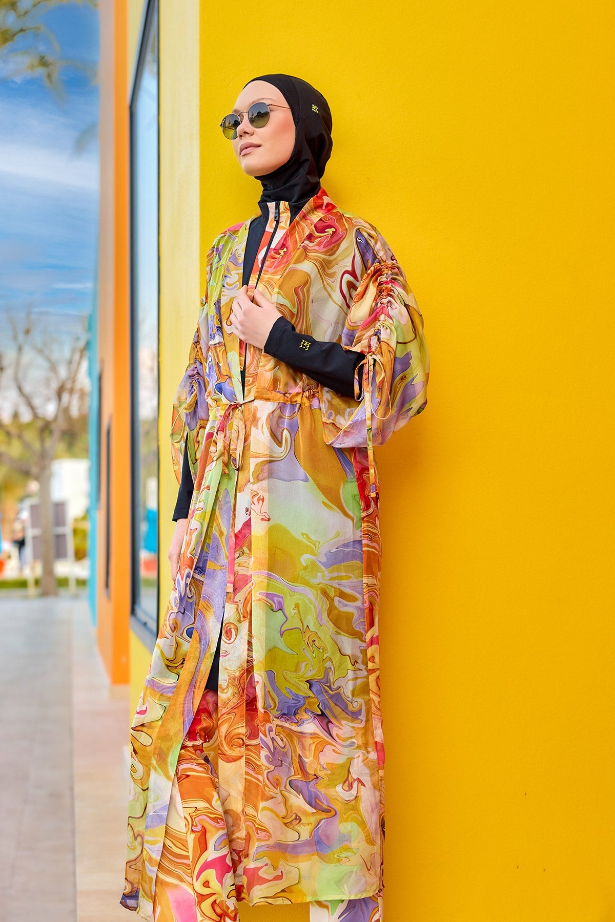 Silky Modest Full Coverage Kimono – Lightweight Elegant Beach Cover P2512