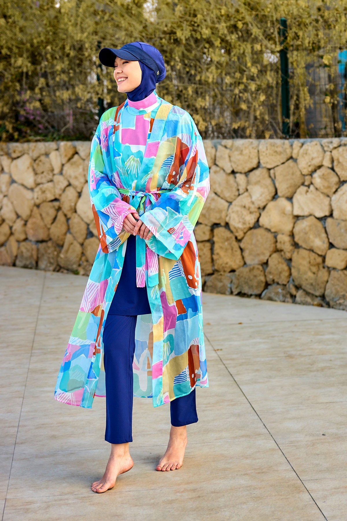 Silky Modest Full Coverage Kimono – Lightweight Elegant Beach Cover P2506