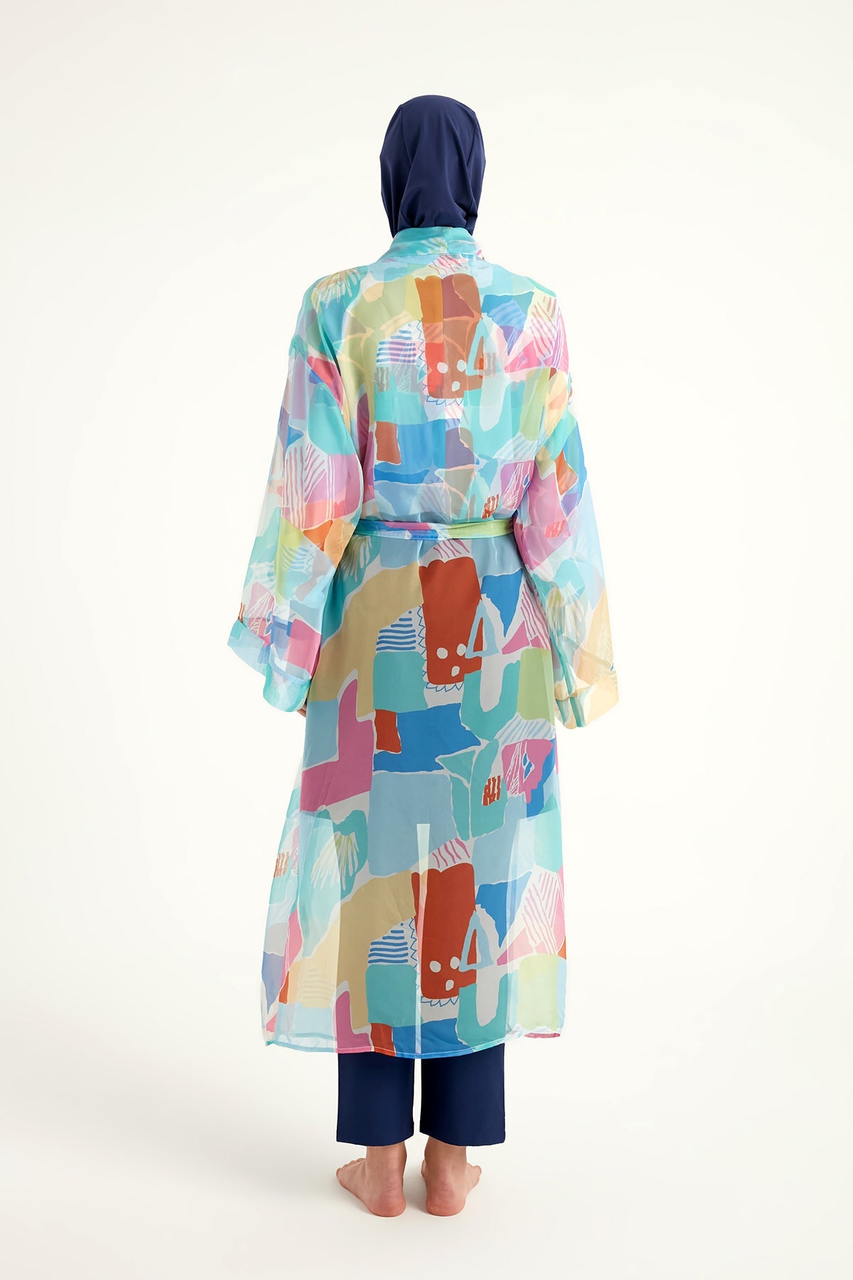 Silky Modest Full Coverage Kimono – Lightweight Elegant Beach Cover P2506