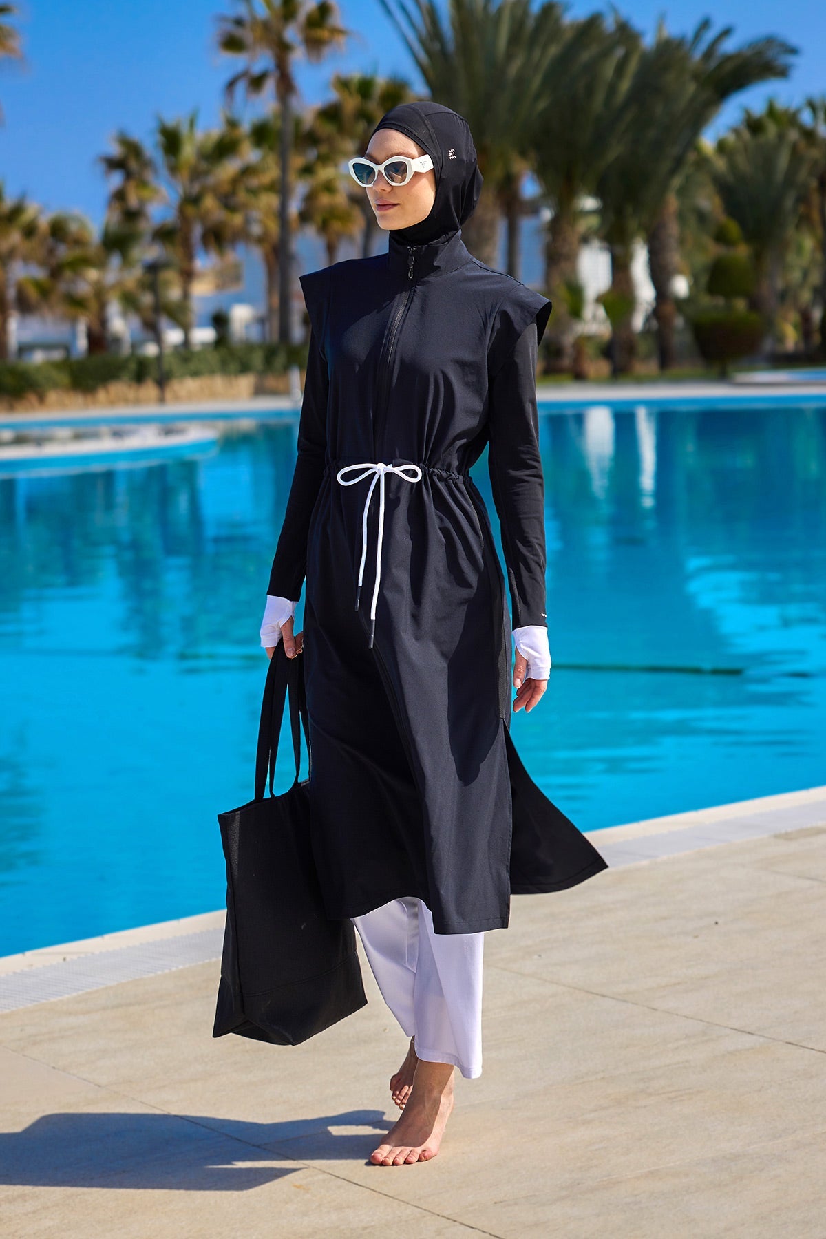 Black Full Coverage Islamic Swimwear Burkini Set M2501-2