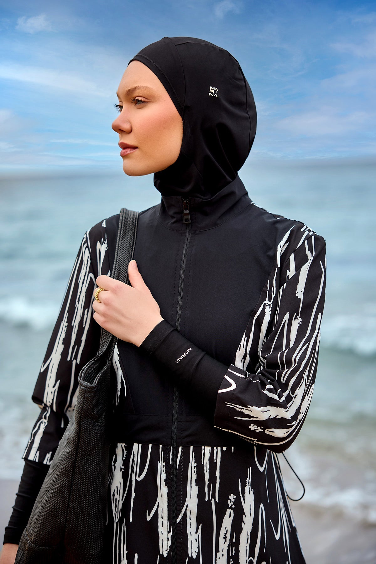 Black Full Coverage Swimwear Burkini Set M2504