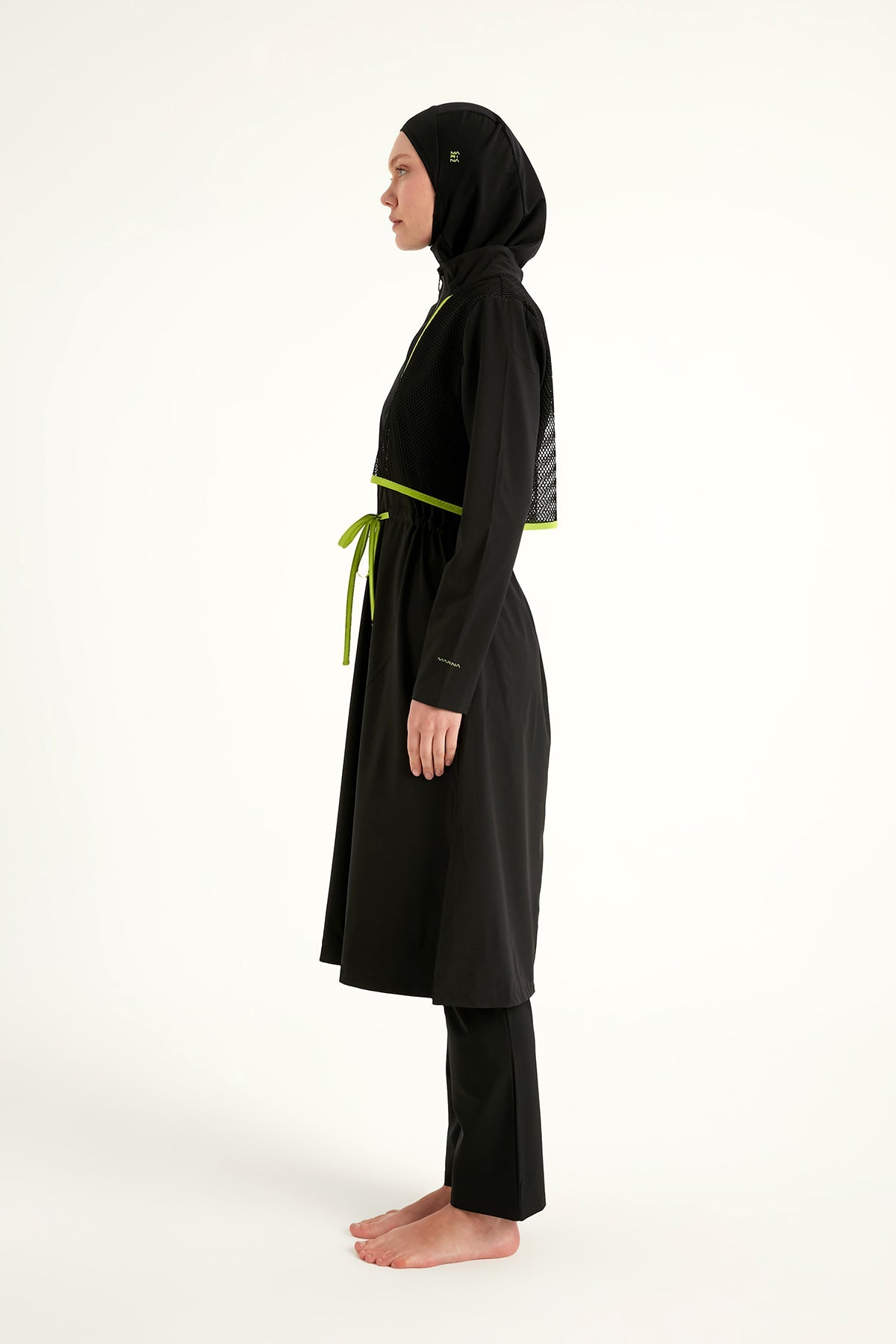 Black Full Coverage Modest Swimwear Burkini Set M2506-1