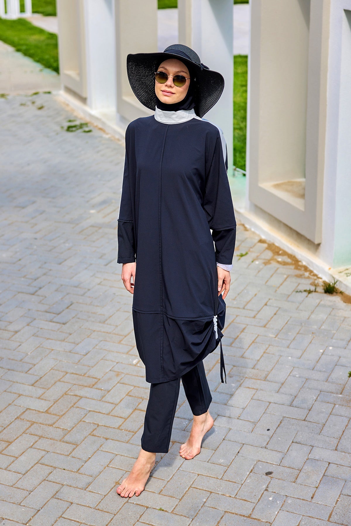 Black Full Coverage Modest Swimwear Burkini Set M2521-3