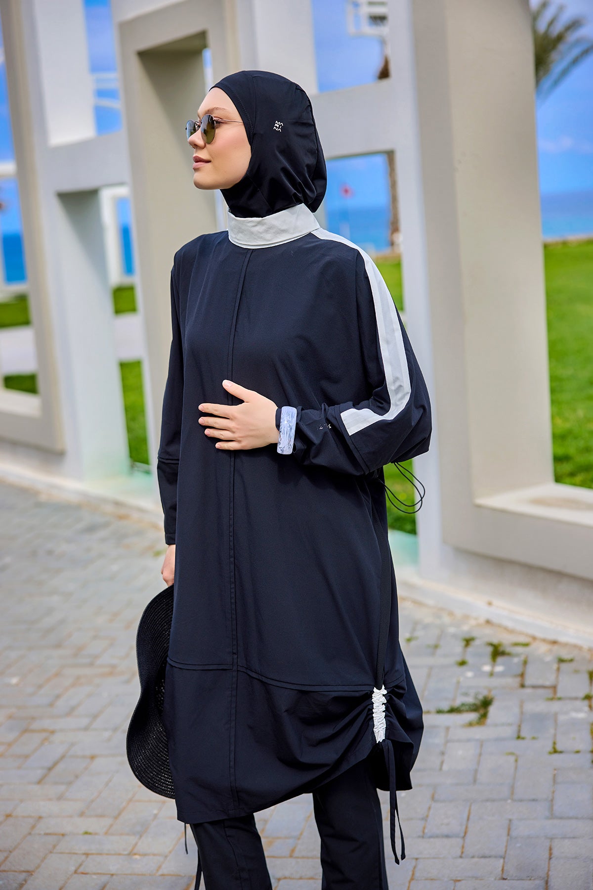 Black Full Coverage Modest Swimwear Burkini Set M2521-3