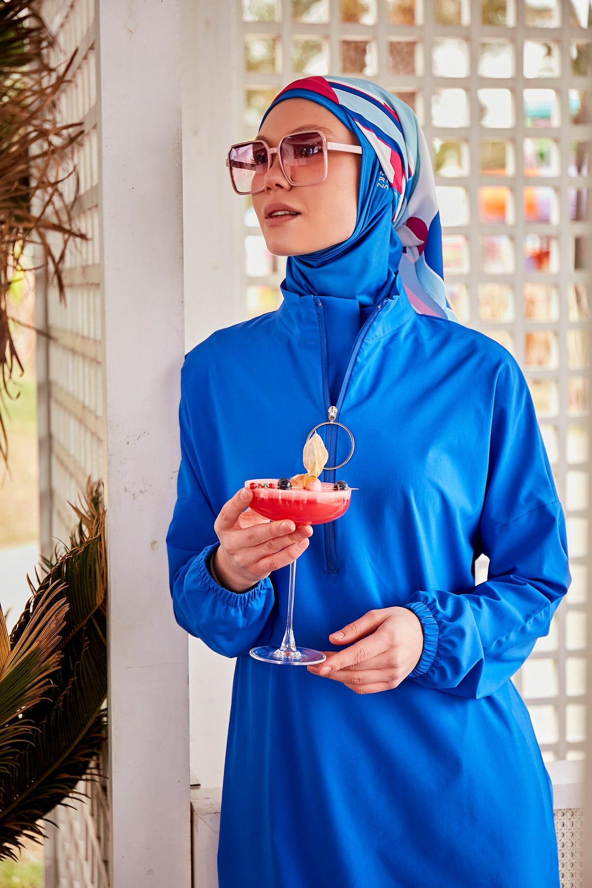 Woven Sax Burkini Modest Swimwear M2404