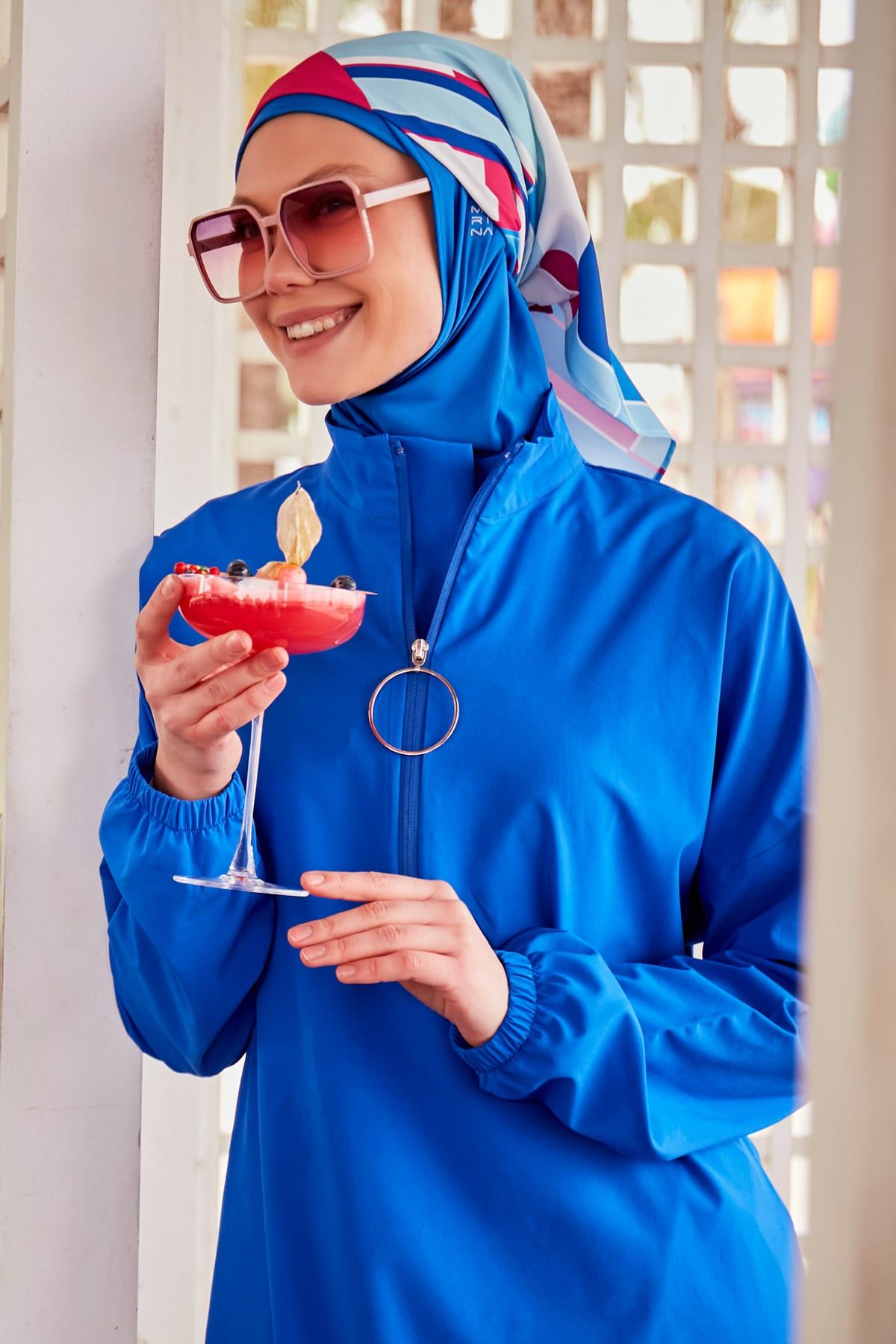 Woven Sax Burkini Modest Swimwear M2404