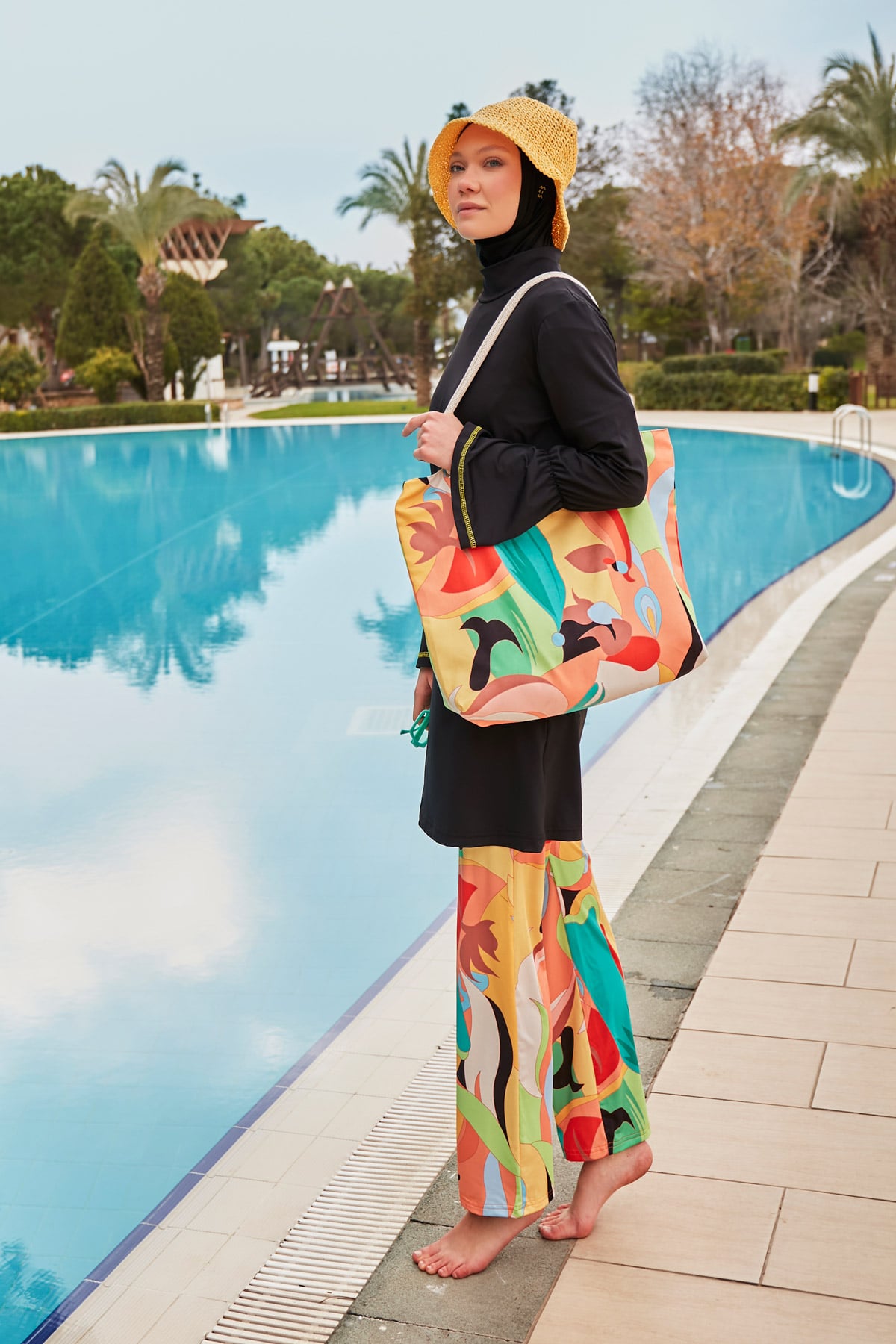 Lycra Black Burkini Modest Swimwear M2473