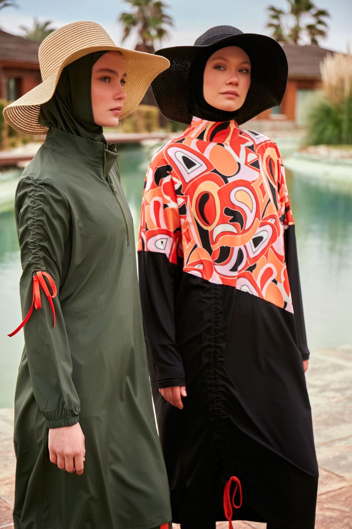 Woven Khaki Burkini Modest Swimwear M2432
