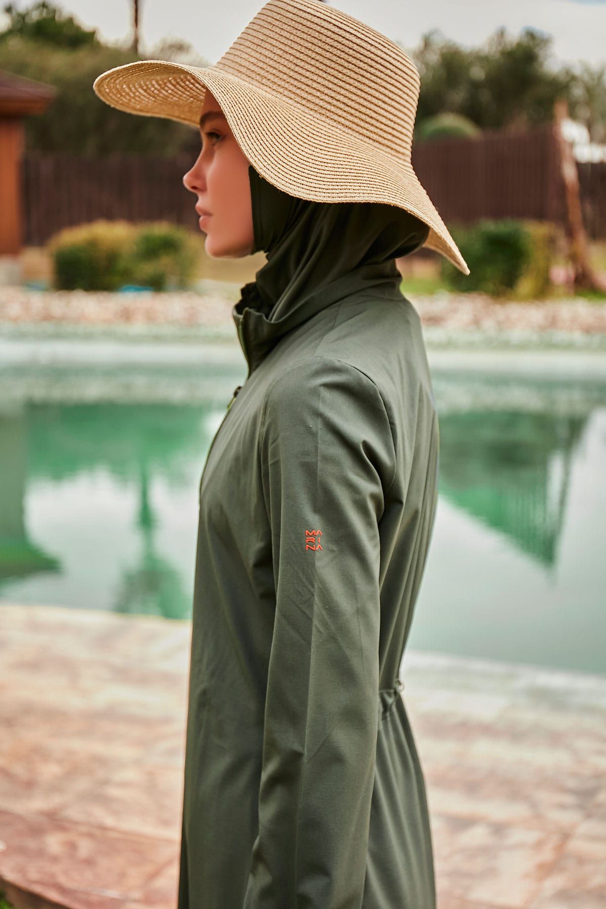 Woven Khaki Burkini Modest Swimwear M2432